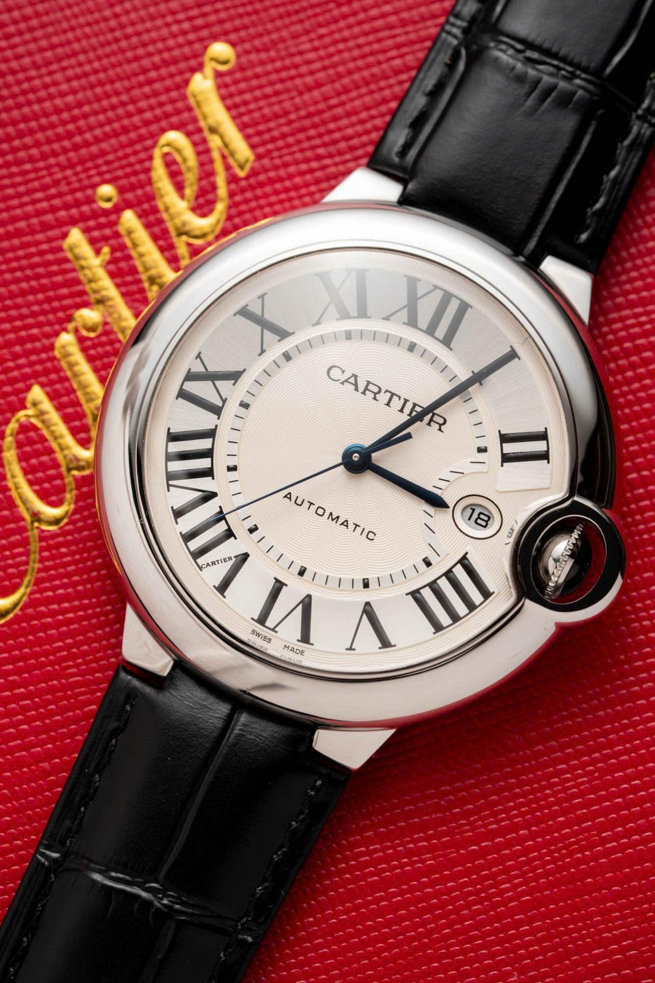 Cartier Replica Watch Ballon Bleu Men s White Dial Leather Strap 42mm - Top club