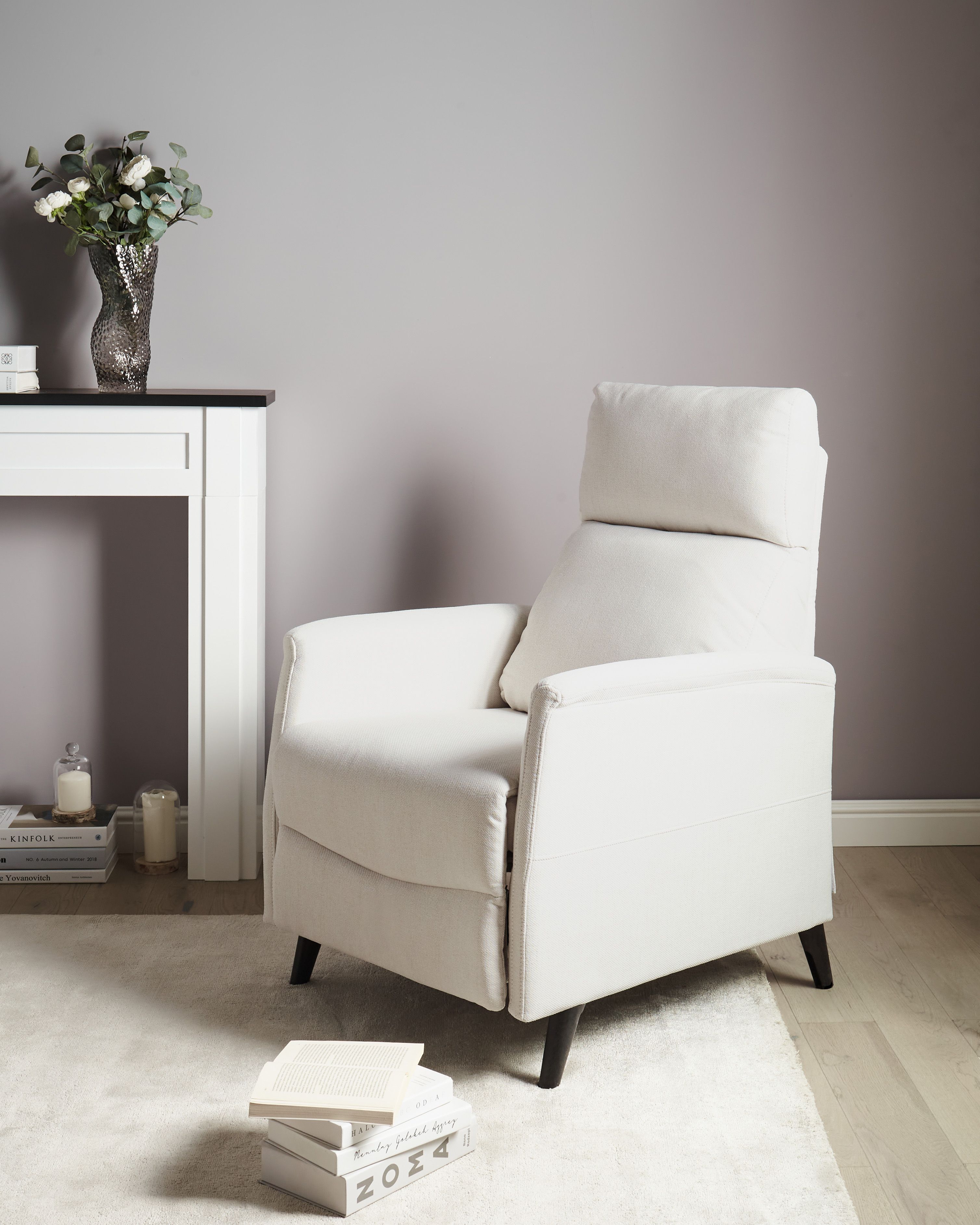 Recliner Chair SELVIK with Footrest Fabric Off-White
