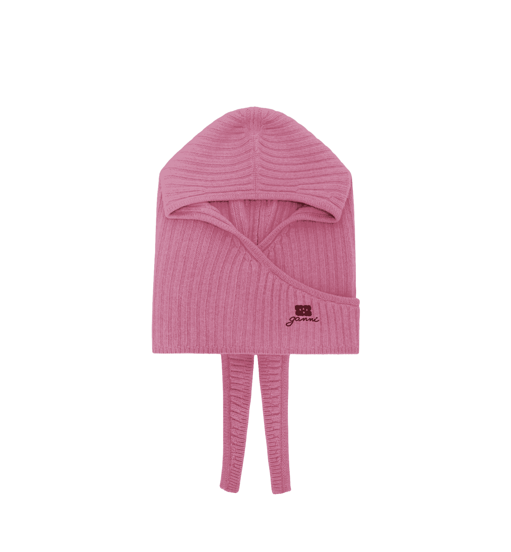 GANNI Pink Future Wool Balaclava