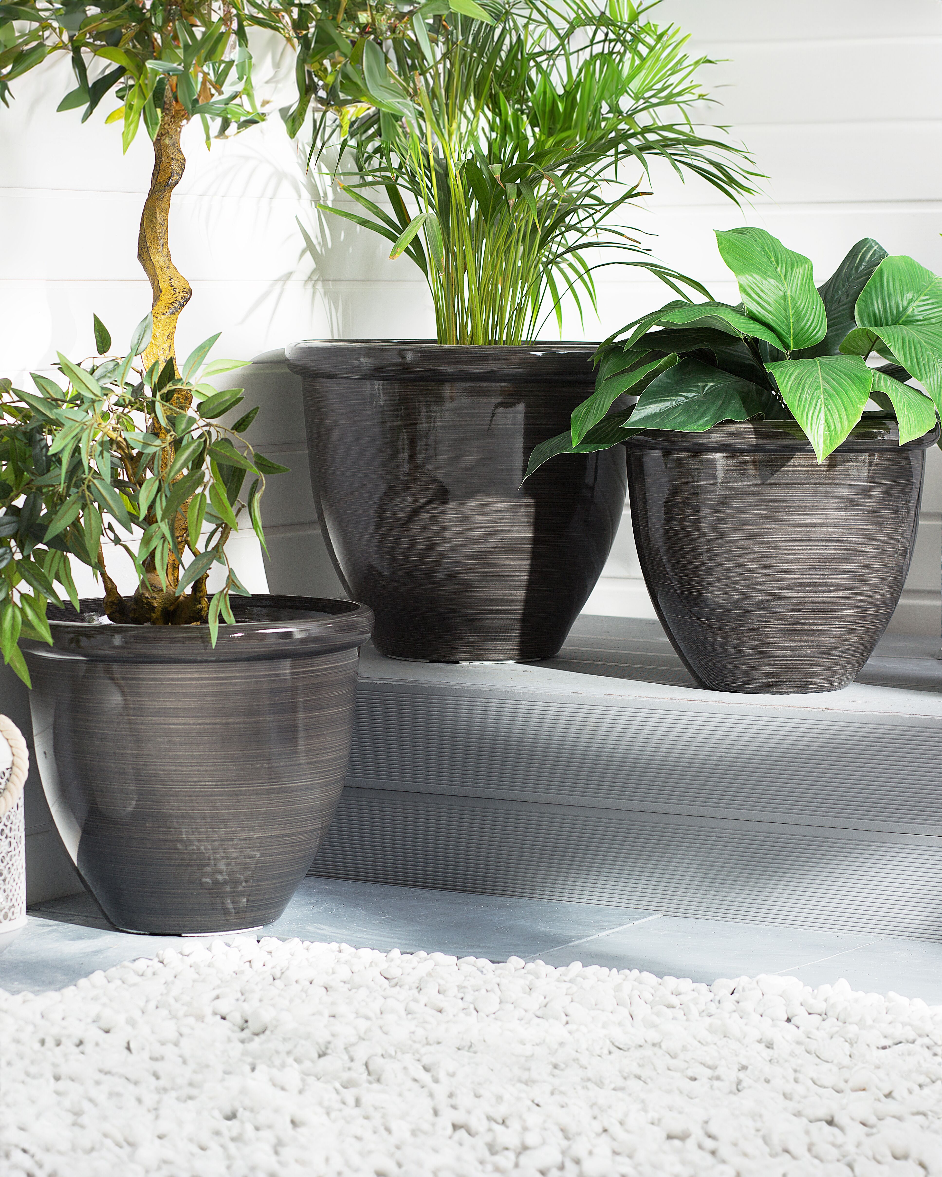 Set of 2 Plant Pots TESALIA 40 cm Brown