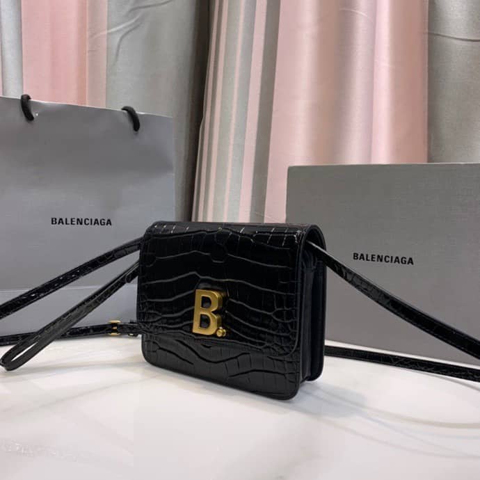 Balenciaga Crocodile Embossed Box Replica Shoulder Bag - Replicaclubs