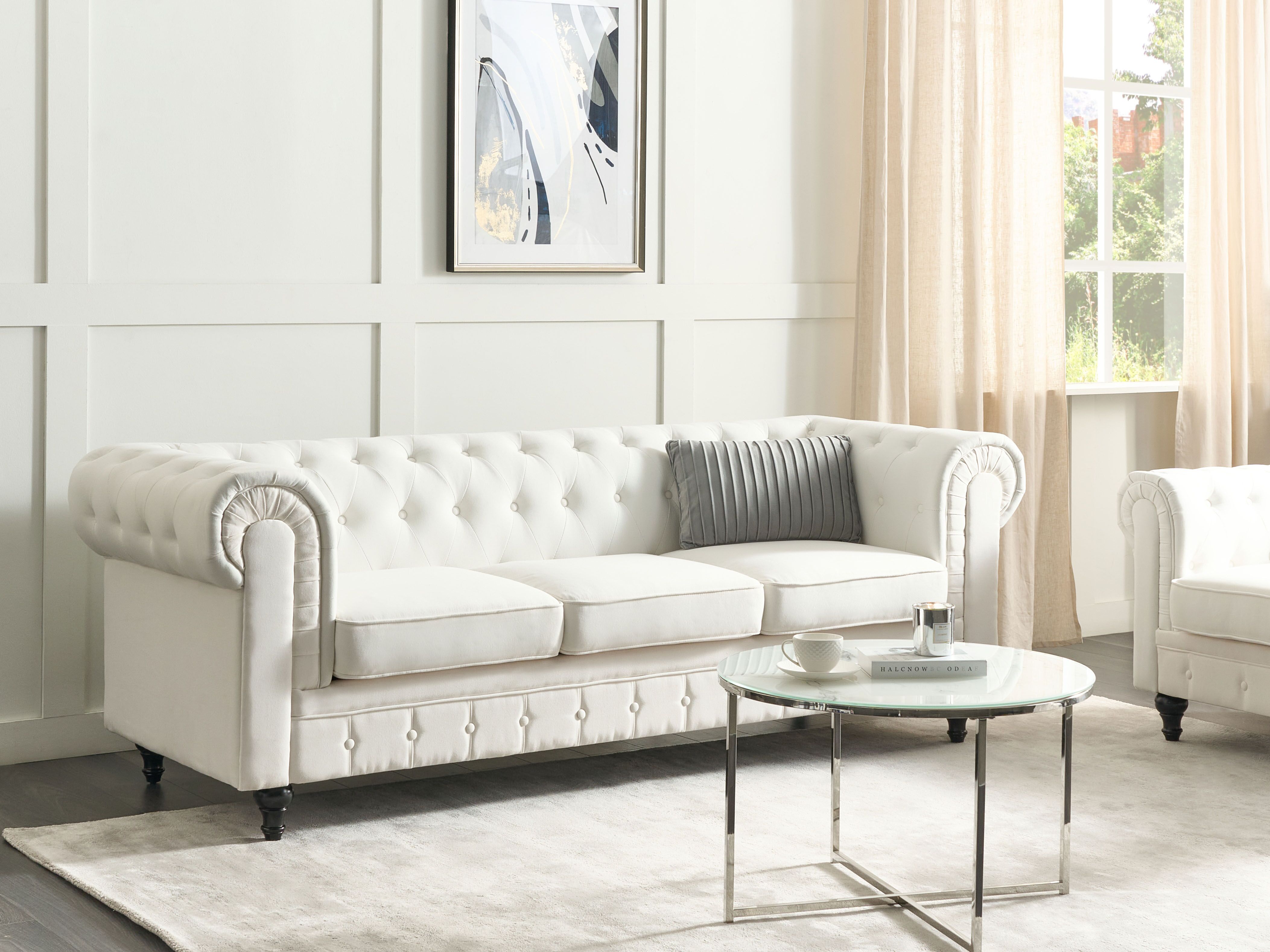 Sofa 3 Seater CHESTERFIELD Fabric Off-White