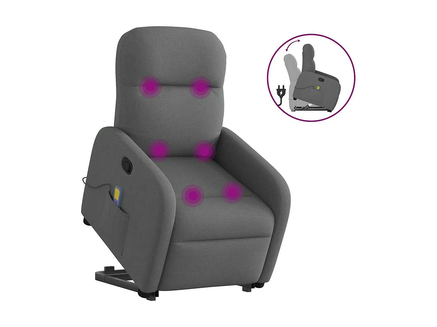 Fauteuil inclinable-Chaise de relax-Fauteuil de Massage Gris foncé Tissu SHL4502