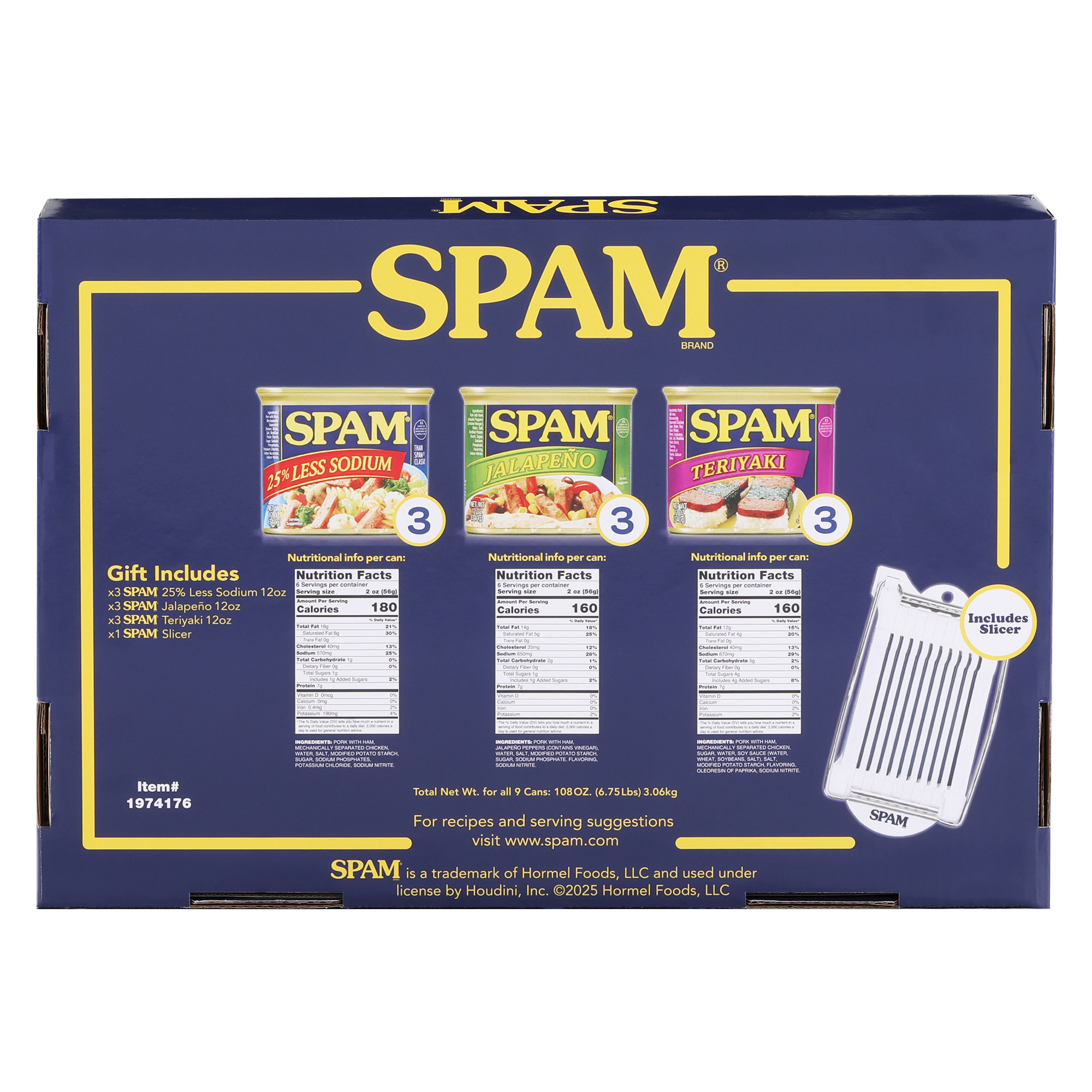 SPAM Variety Gift Set, 9 Tins With Slicer, 108 oz. Total - Image 3
