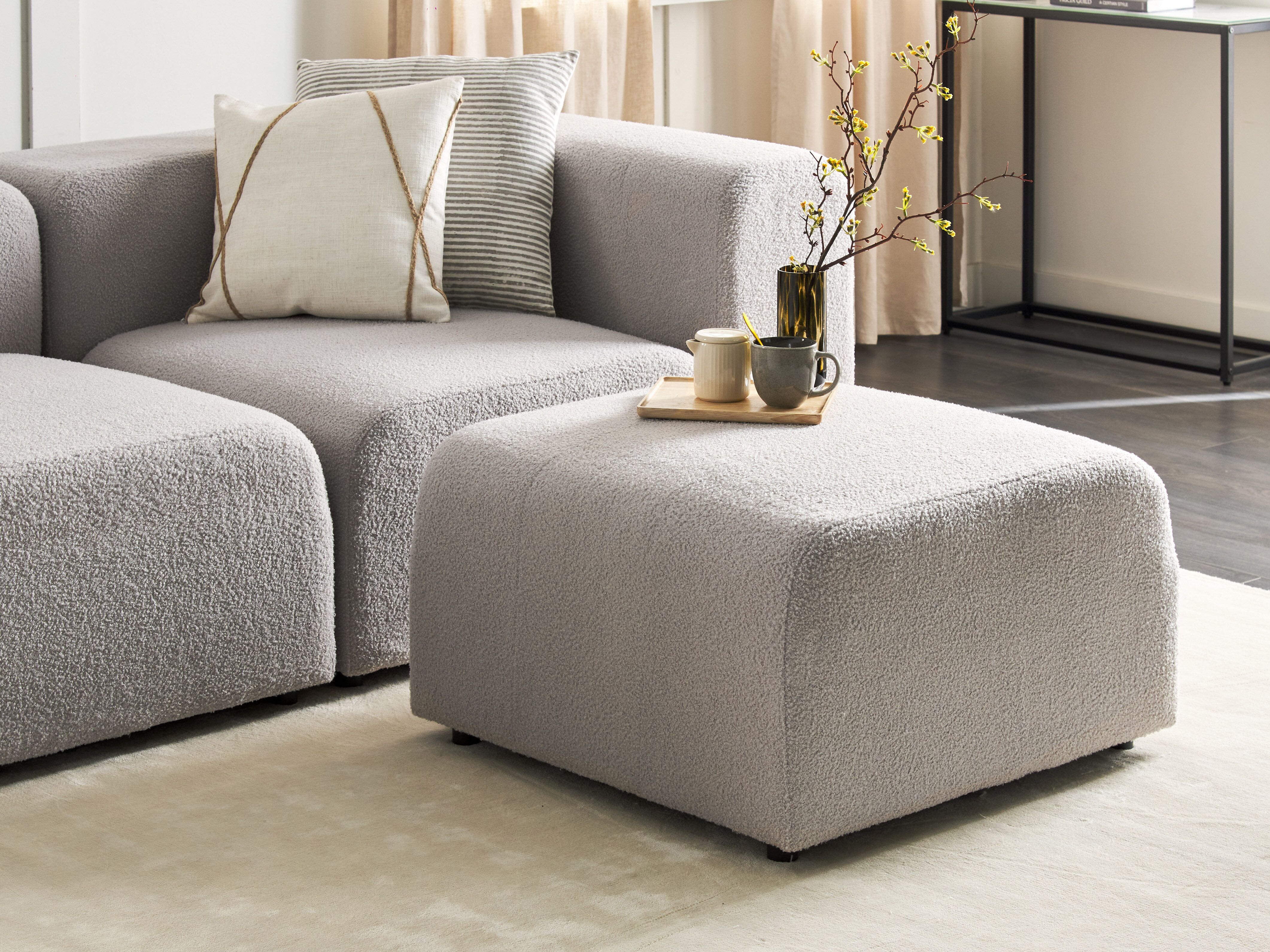 Ottoman FALSTERBO Boucle Light Grey
