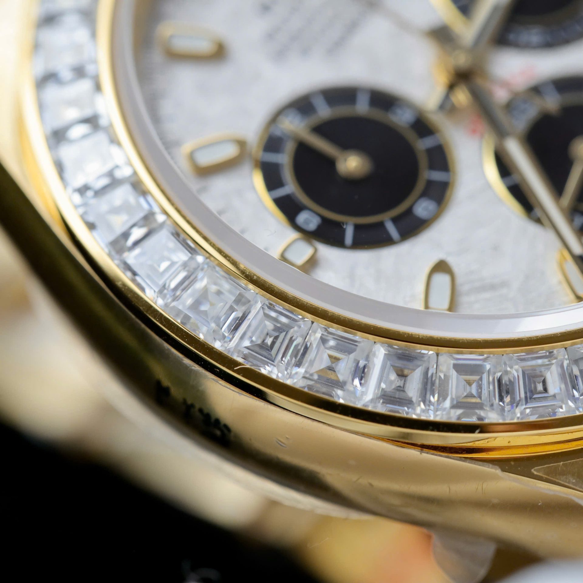 Rolex Daytona Meteorite Dial Copies Watch Gold Wrapped + Moisanite Baguette 40mm - Top club