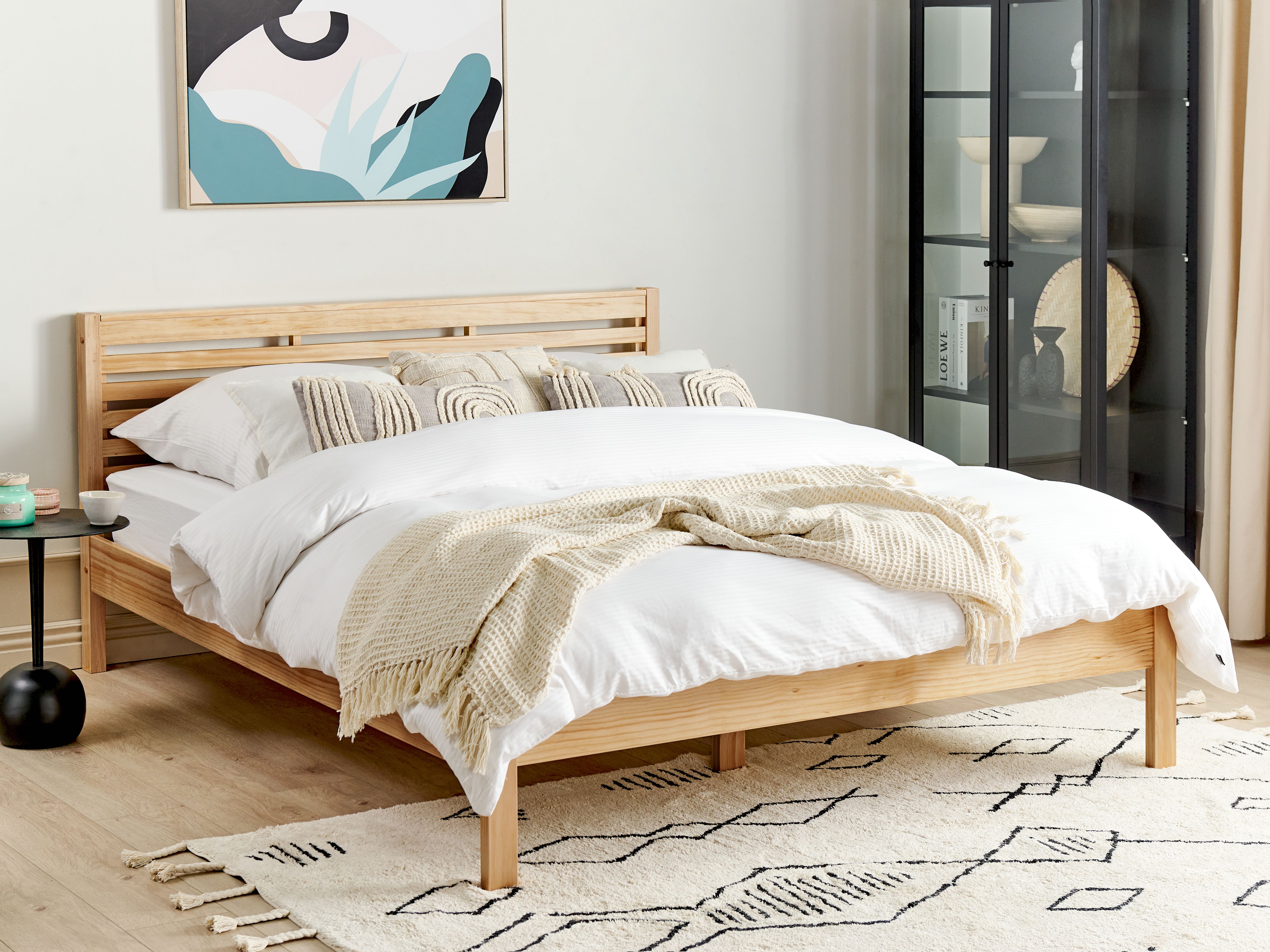 Bed Pine Wood CARNAC 160 x 200 cm (EU King Size) Light Brown