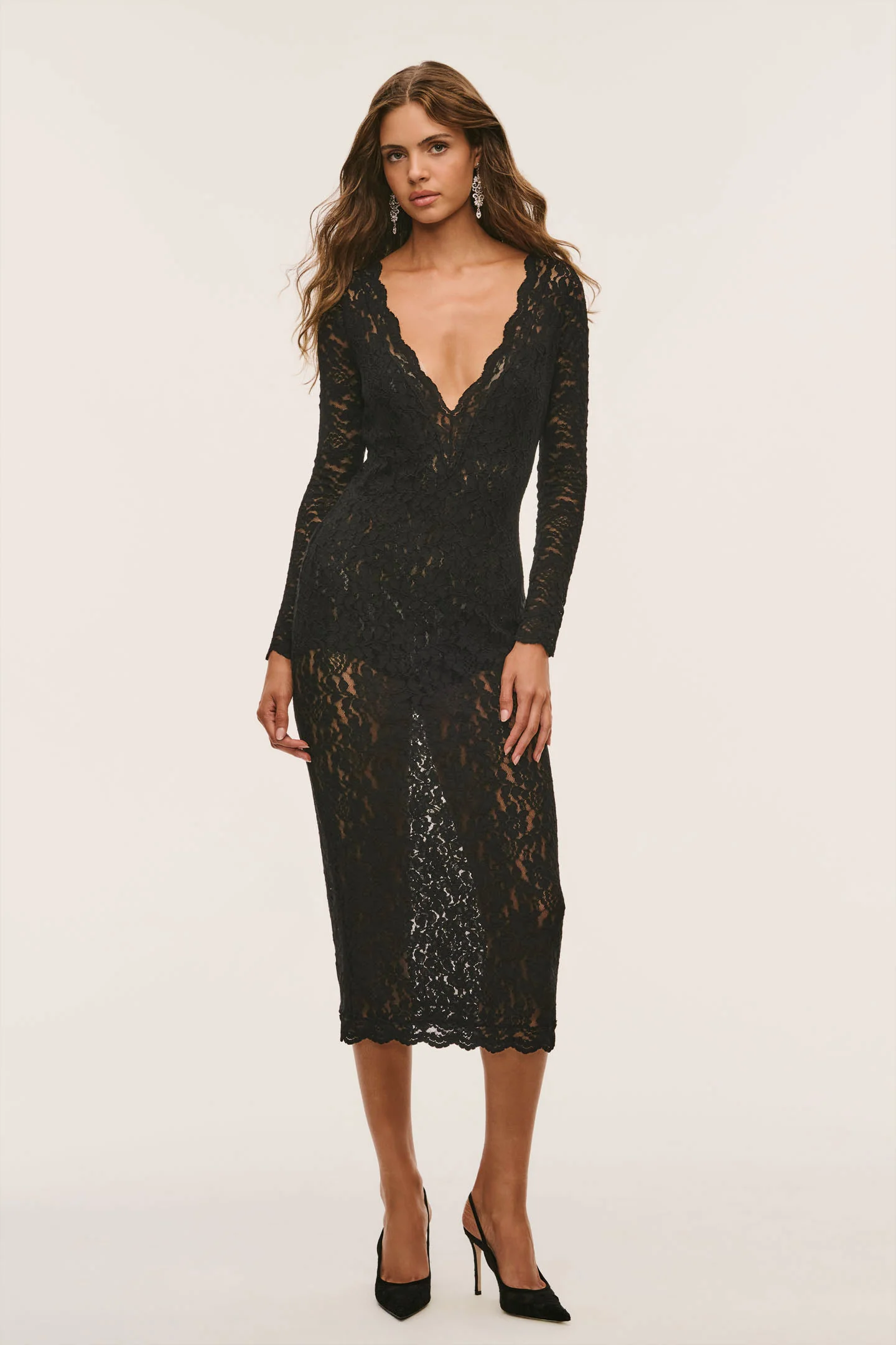 Niven Stretch Lace Midi Dress