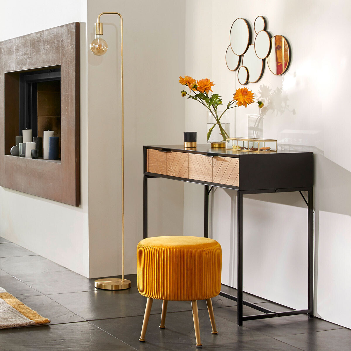 Floor lamp "Keli", metal Golden, H.150 cm