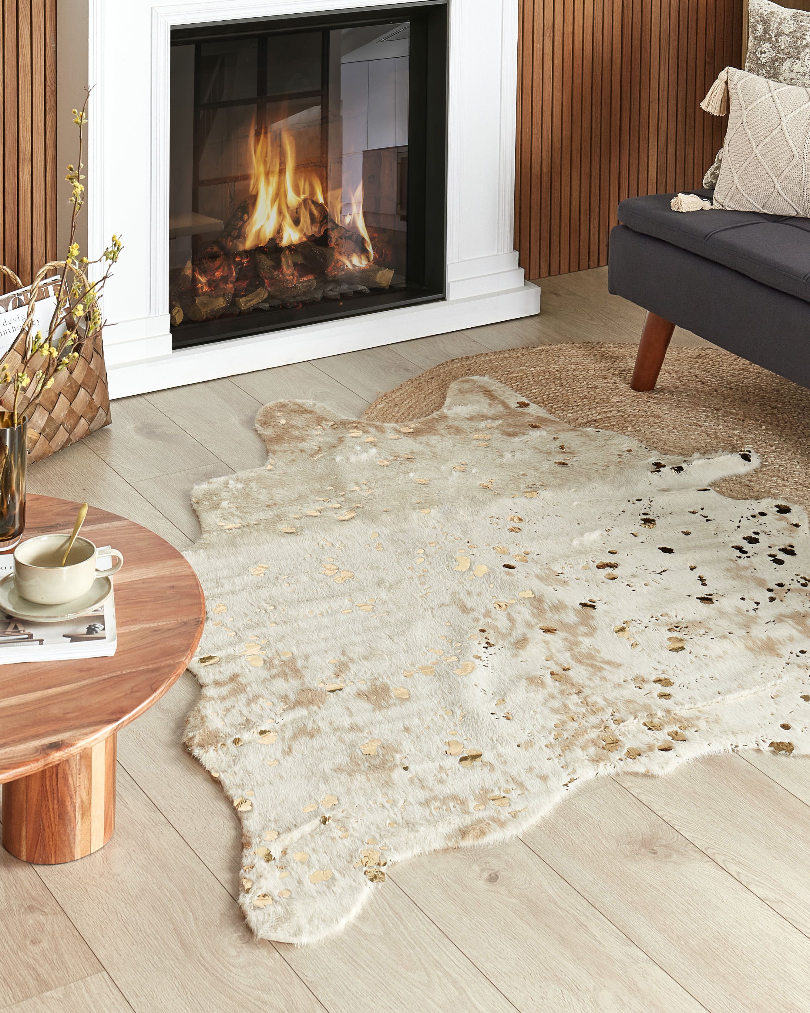 Faux Cowhide Rug BOGONG Light Beige 130 x 170 cm
