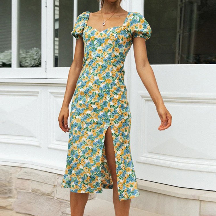 Fresh And Sweet Open Back Slit Dress