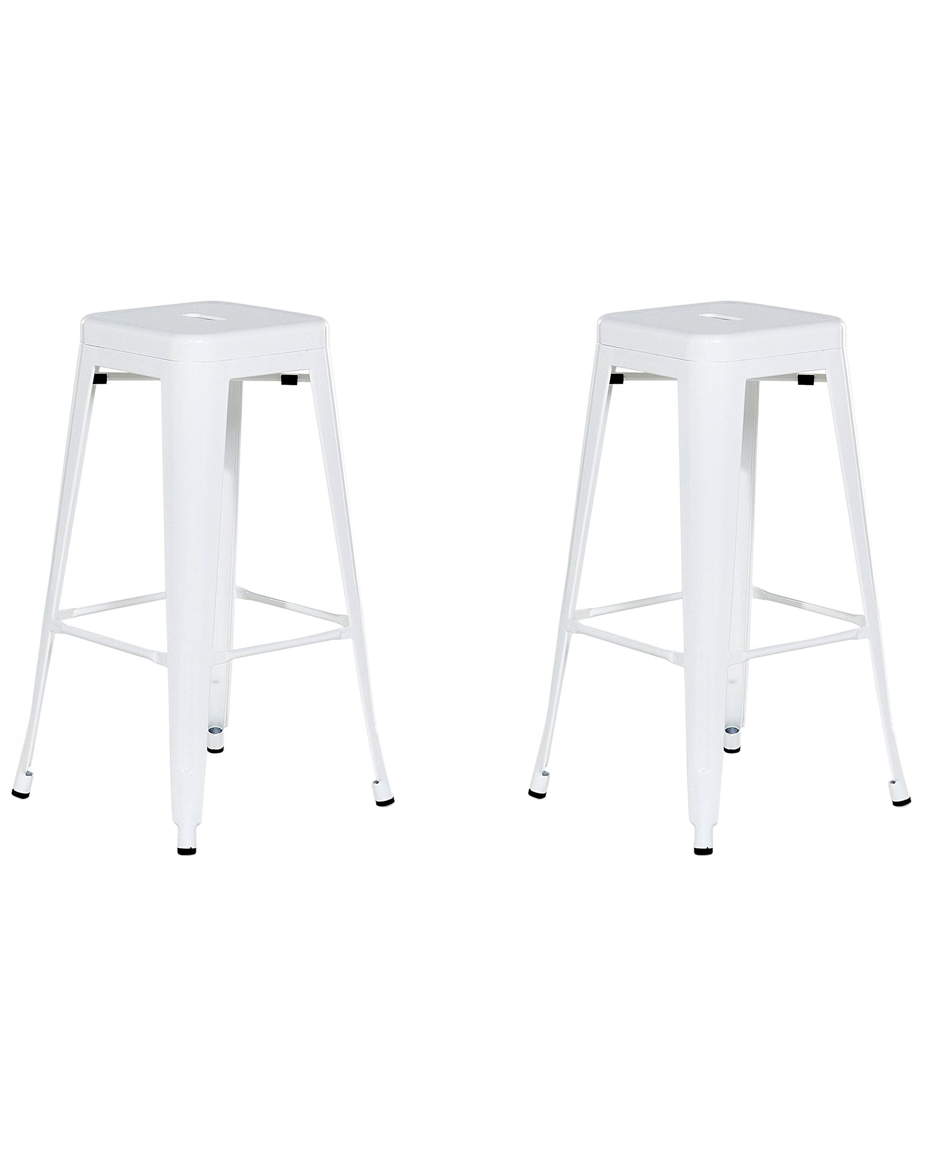 Set of 2 Bar Stools CABRILLO Metal White