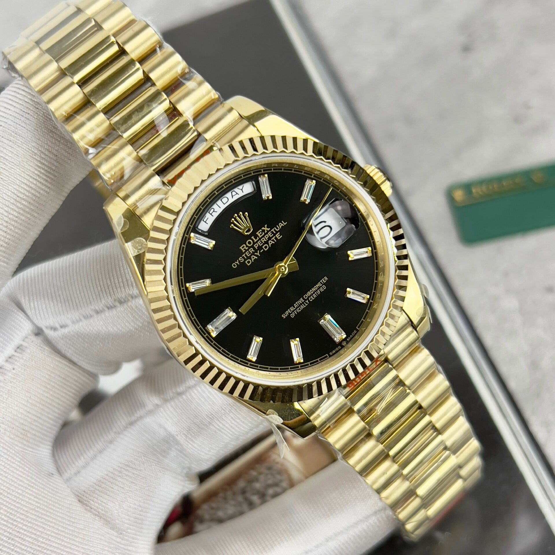 Rolex Day-Date 228238 Replica 11 Watch Black Dial GM Factory 40mm - Elite Watch Atelier