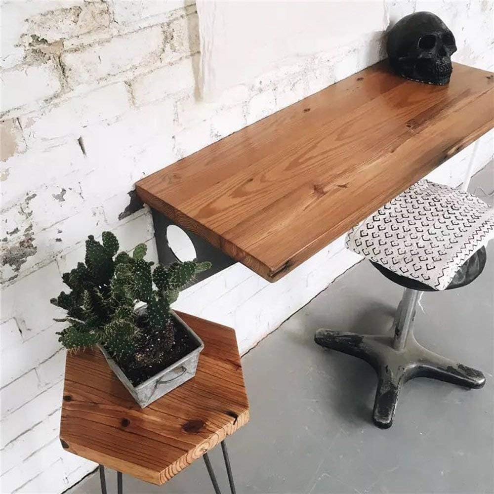 Industrial Rustic Wall-Mounted Table, Dining Table Desk, Pine Wood Wall-Mounted Bar Tables (47