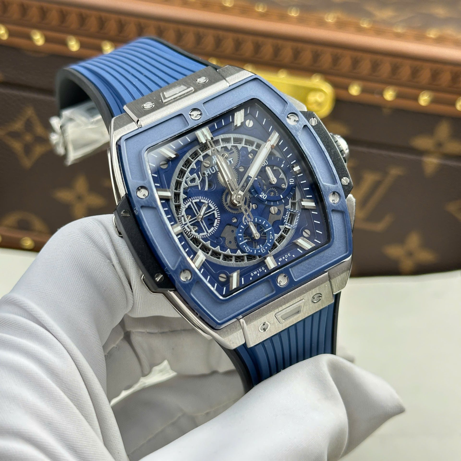 Hublot Spirit Of Big Bang Titanium Replica Watch Bezel Blue BBF Factory 42mm - Elite Watch Atelier