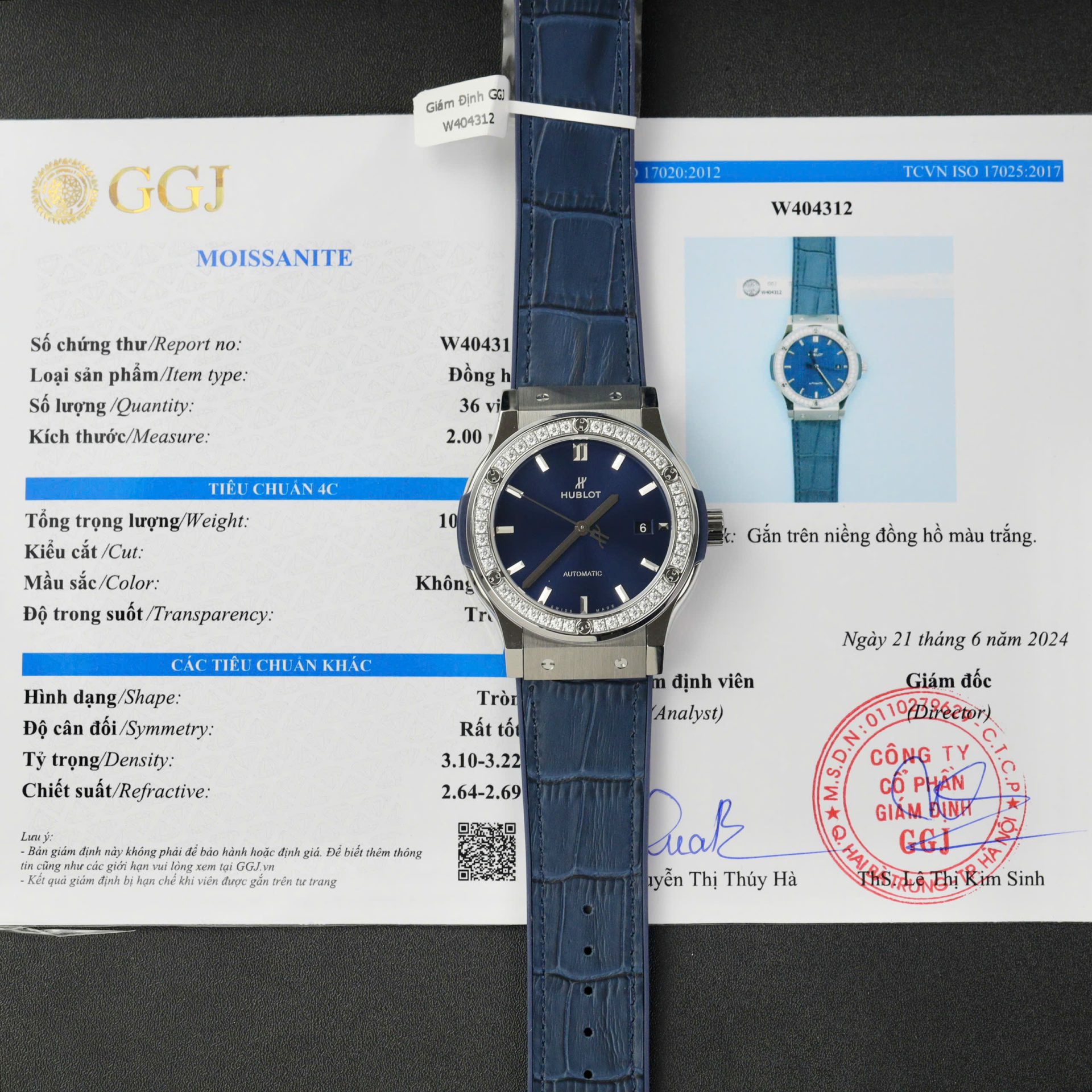 Hublot Classic Fusion Titanium Replica Watches Blue Dial Custom Moissanite Diamonds 42mm - Top club
