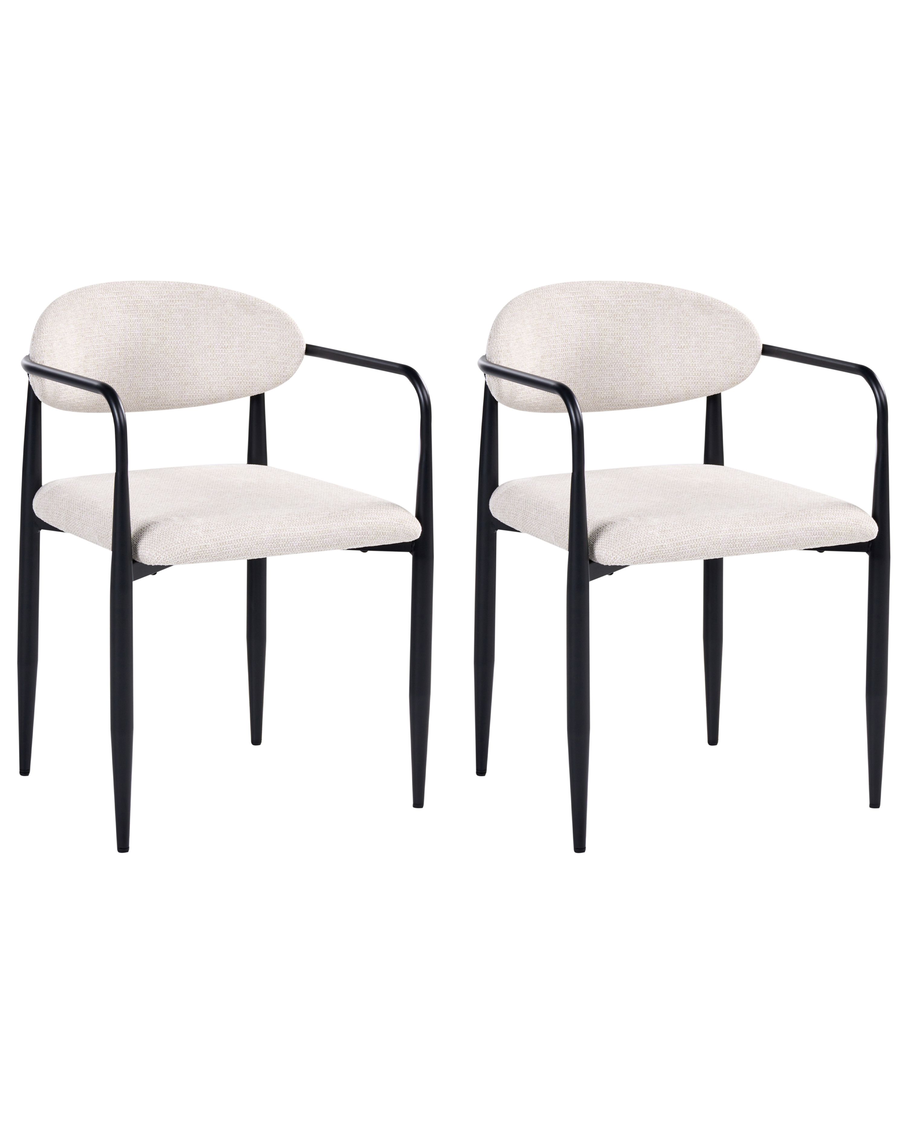 Set of 2 Dining Chairs TANEVIK Fabric Light Beige