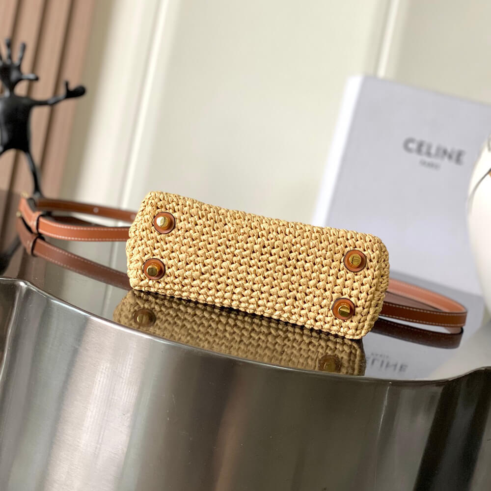 CELINE TEEN NINO BAG IN Raffia and calfskin(HIGH-END GRADE)1:1High-quality replica