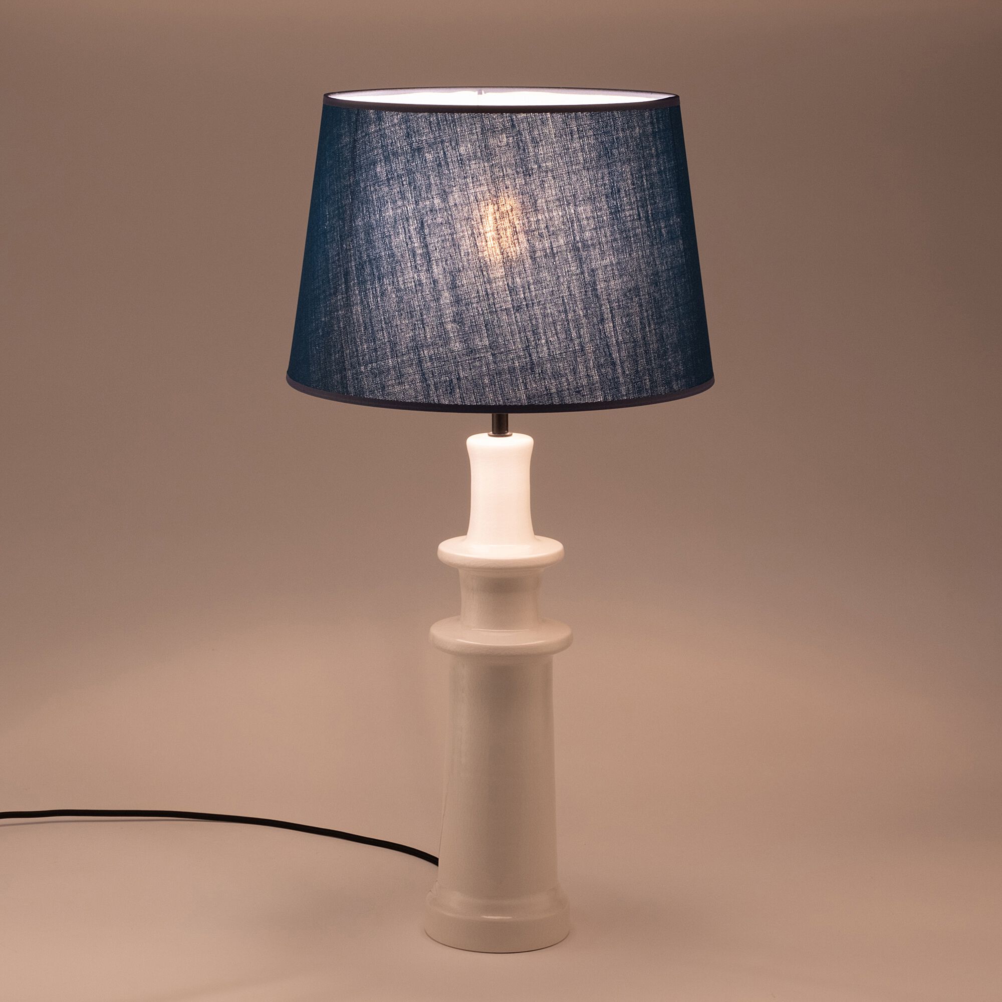 MISTRAL - Abat-jour tambour en coton D33cm - bleu figuerolles