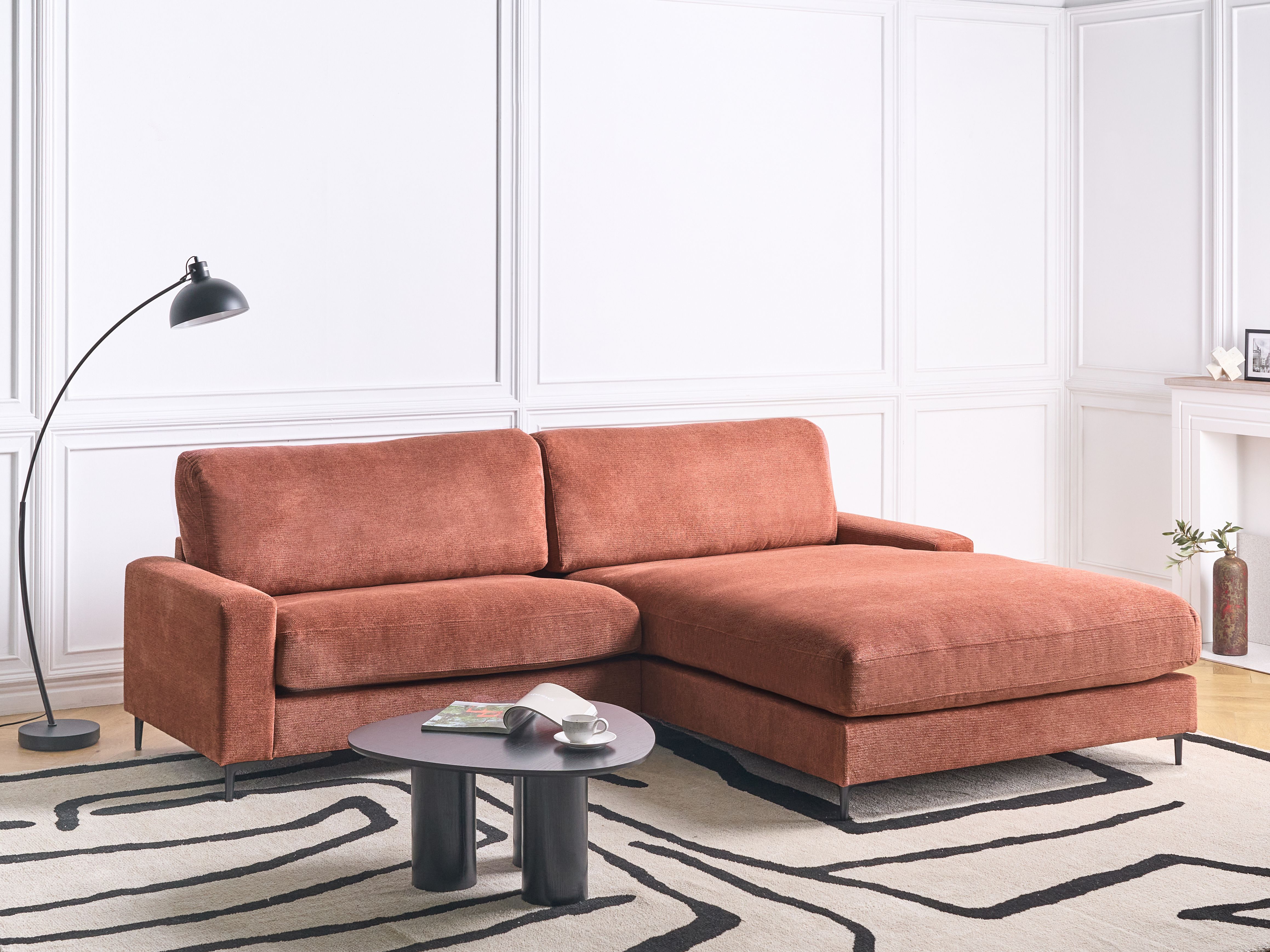 Corner Sofa 3 Seater MALOY Fabric Red Left Hand