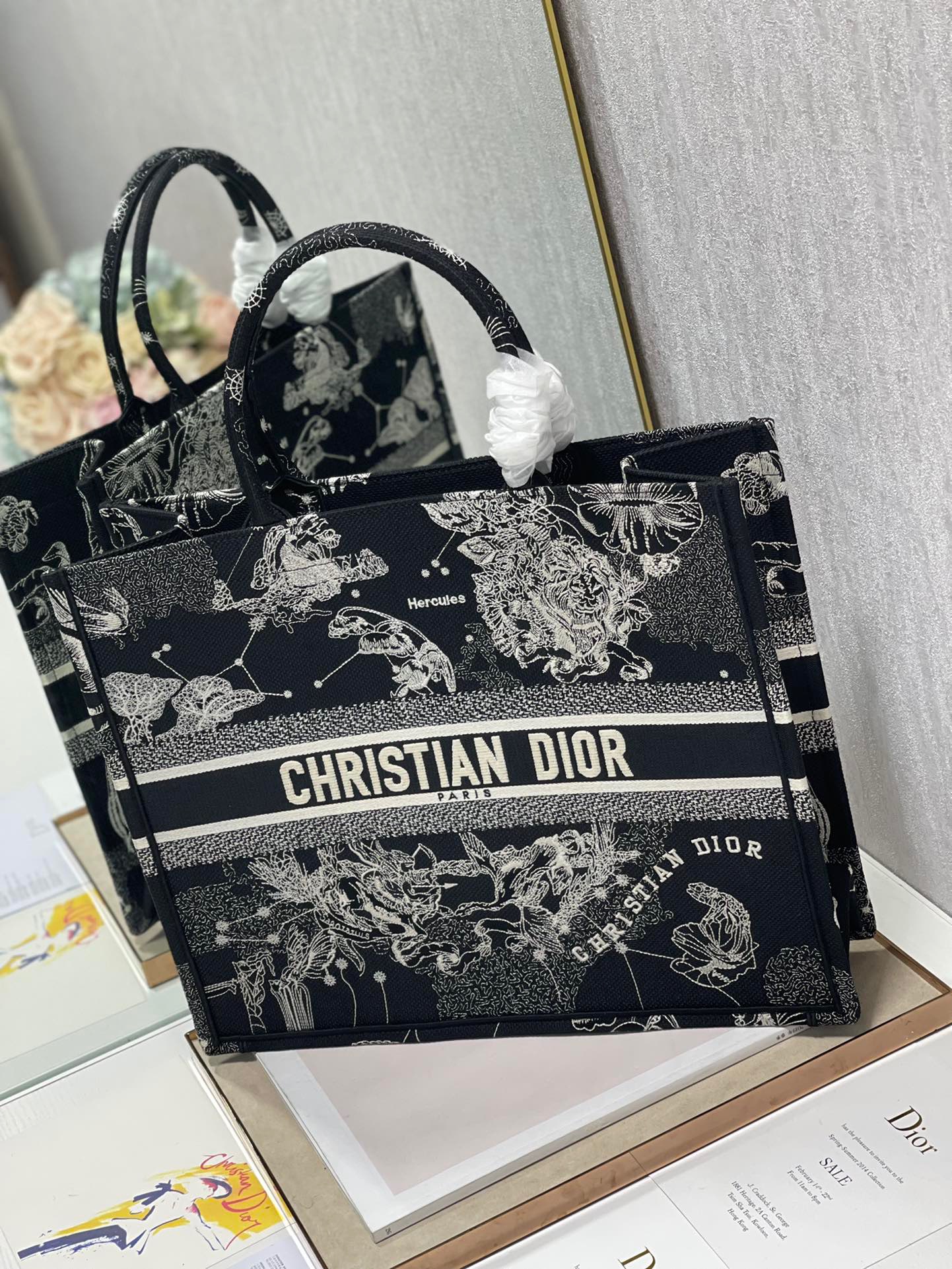 Christian Dior Large Dior Book Tote Black And White, For Women, Women’s Handbags 16.5in/42cm CD1:1High-quality replica