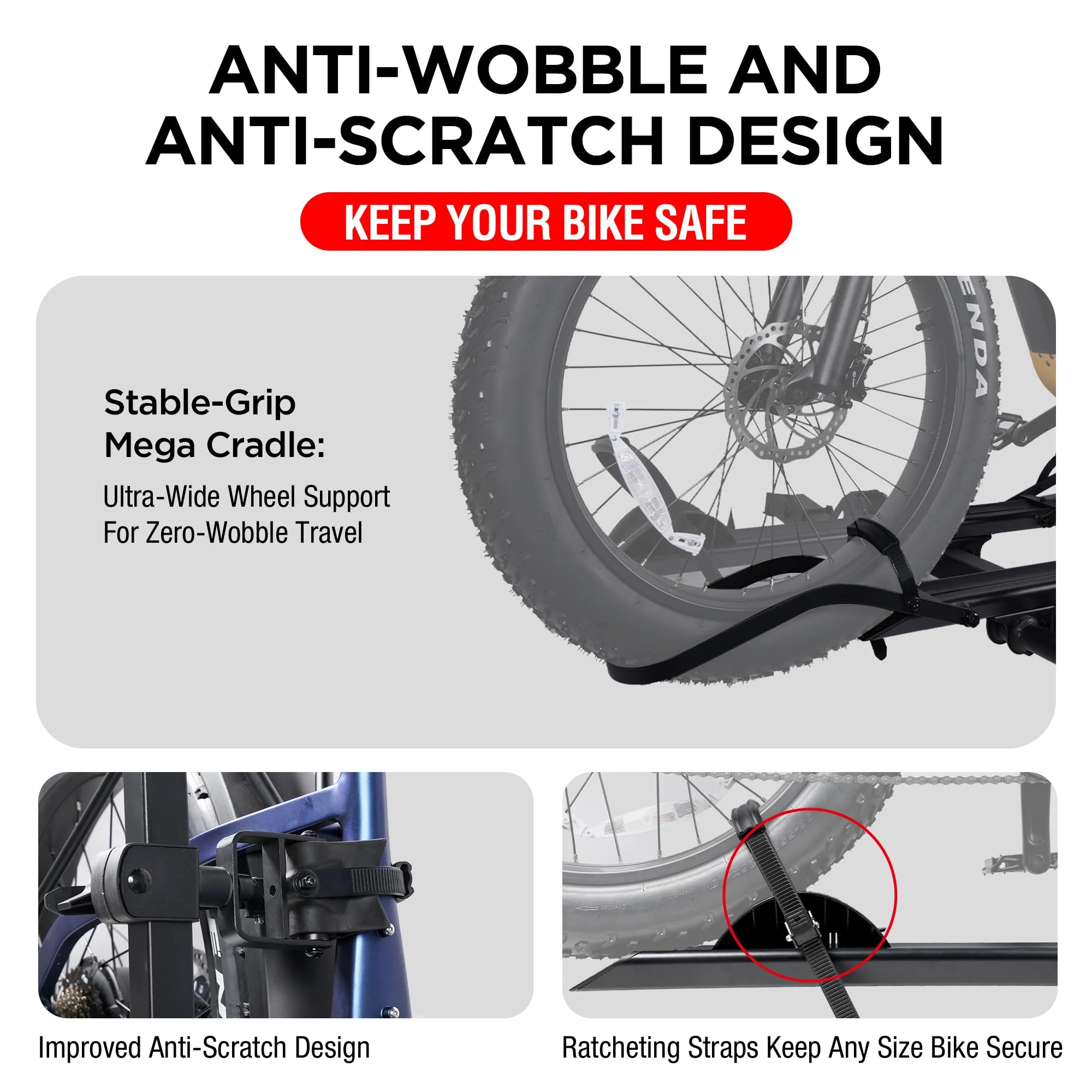 Young Electric Ebike Rack, 200lb Capacity, Alloy Steel Hitch Mount, Fits 5-Inch Fat Tire Bikes, 2-Inch Receiver - Image 52