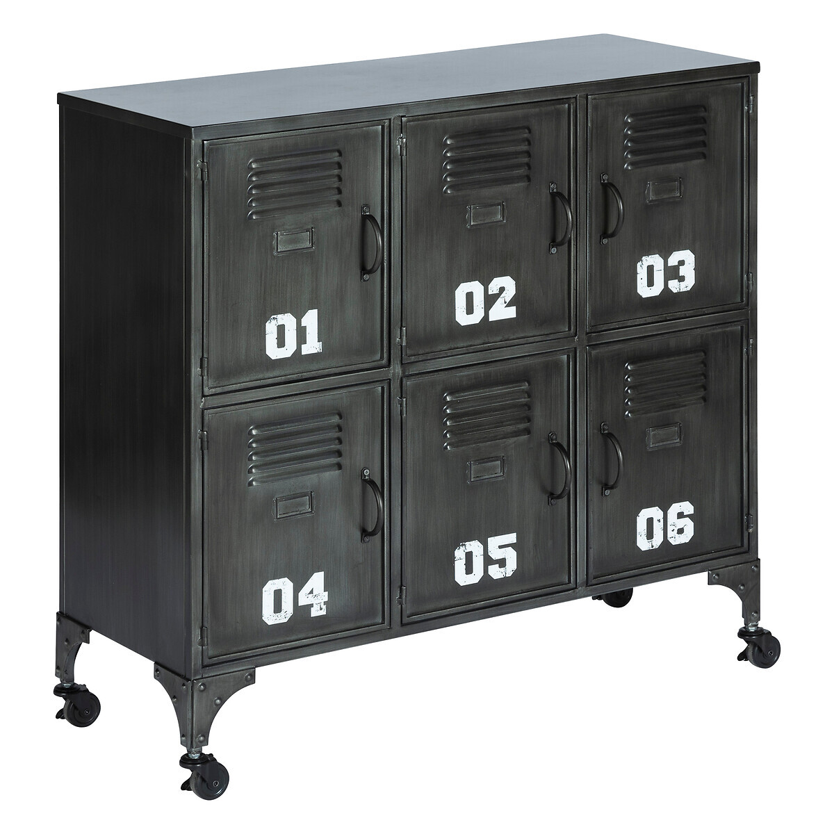 6-door cabinet "Sevin" Black metal, 90x89 cm