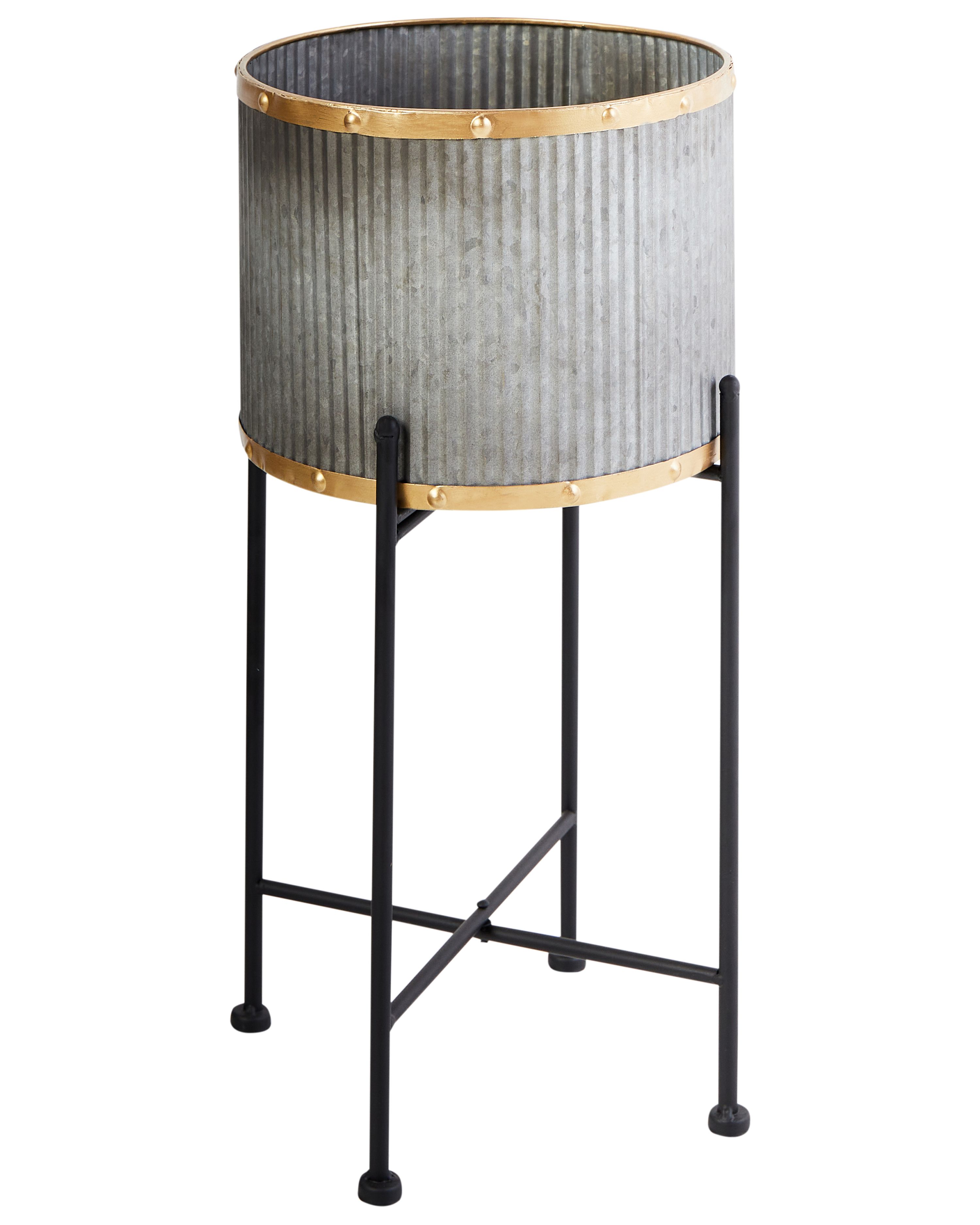 Elevated Plant Pot FEUILLE Metal 26 cm Grey