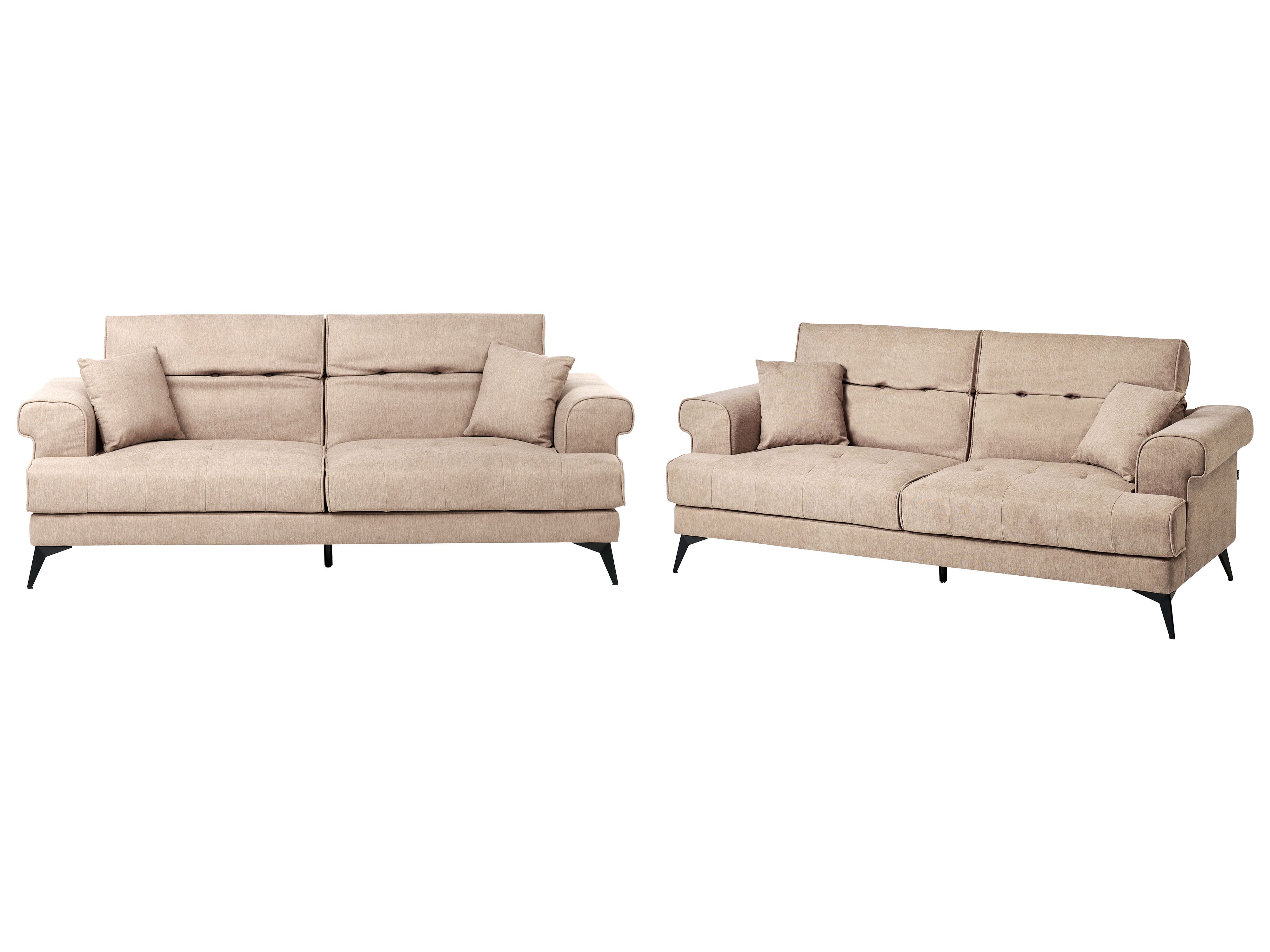 Living Room Set 5 Seater SKIVE Fabric Light Brown