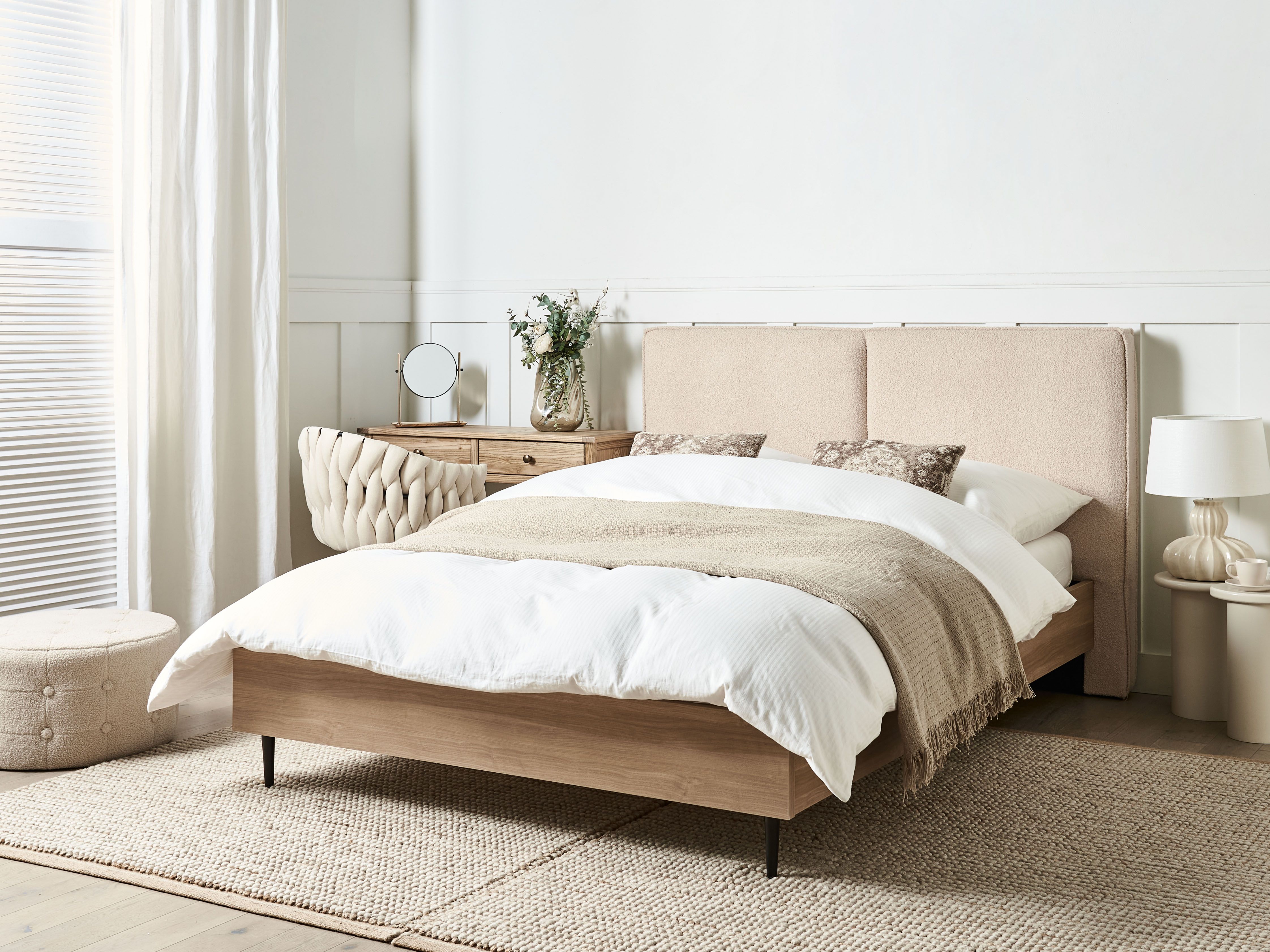 Bed Boucle IZERNORE 140 x 200 cm (EU Double) Beige