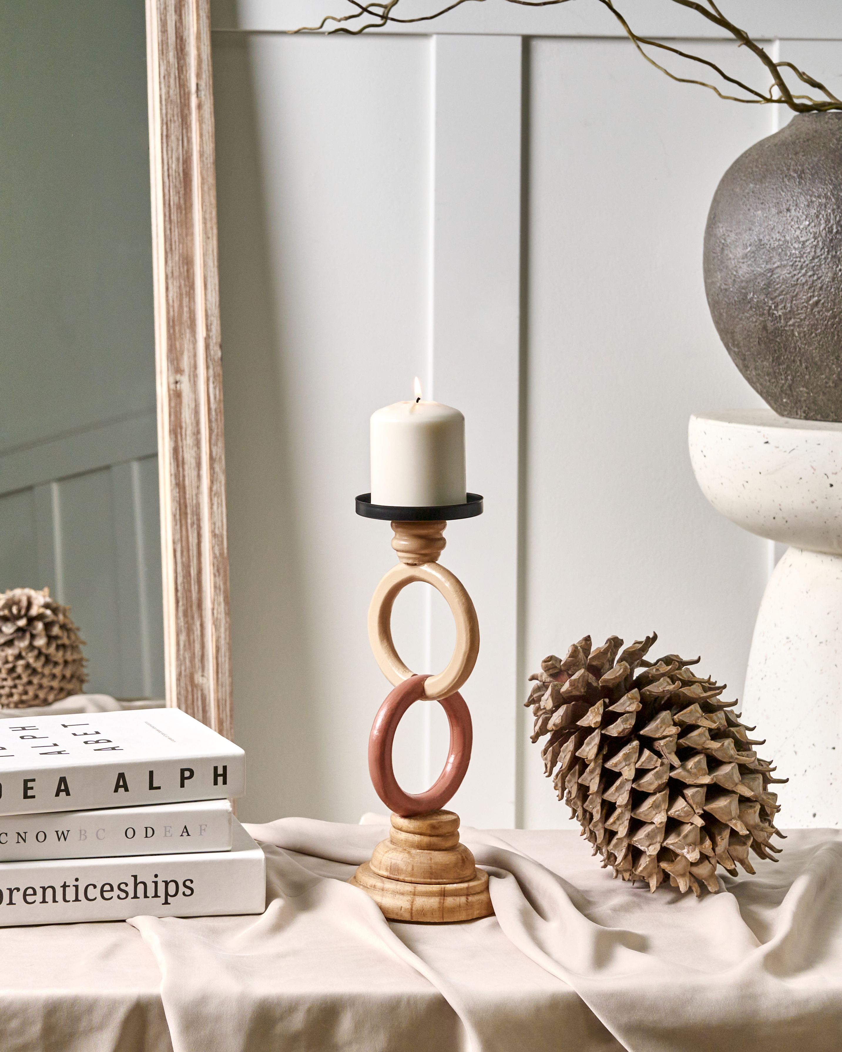 Candle Holder WATERFORD Pine Wood 29 cm Multicolour