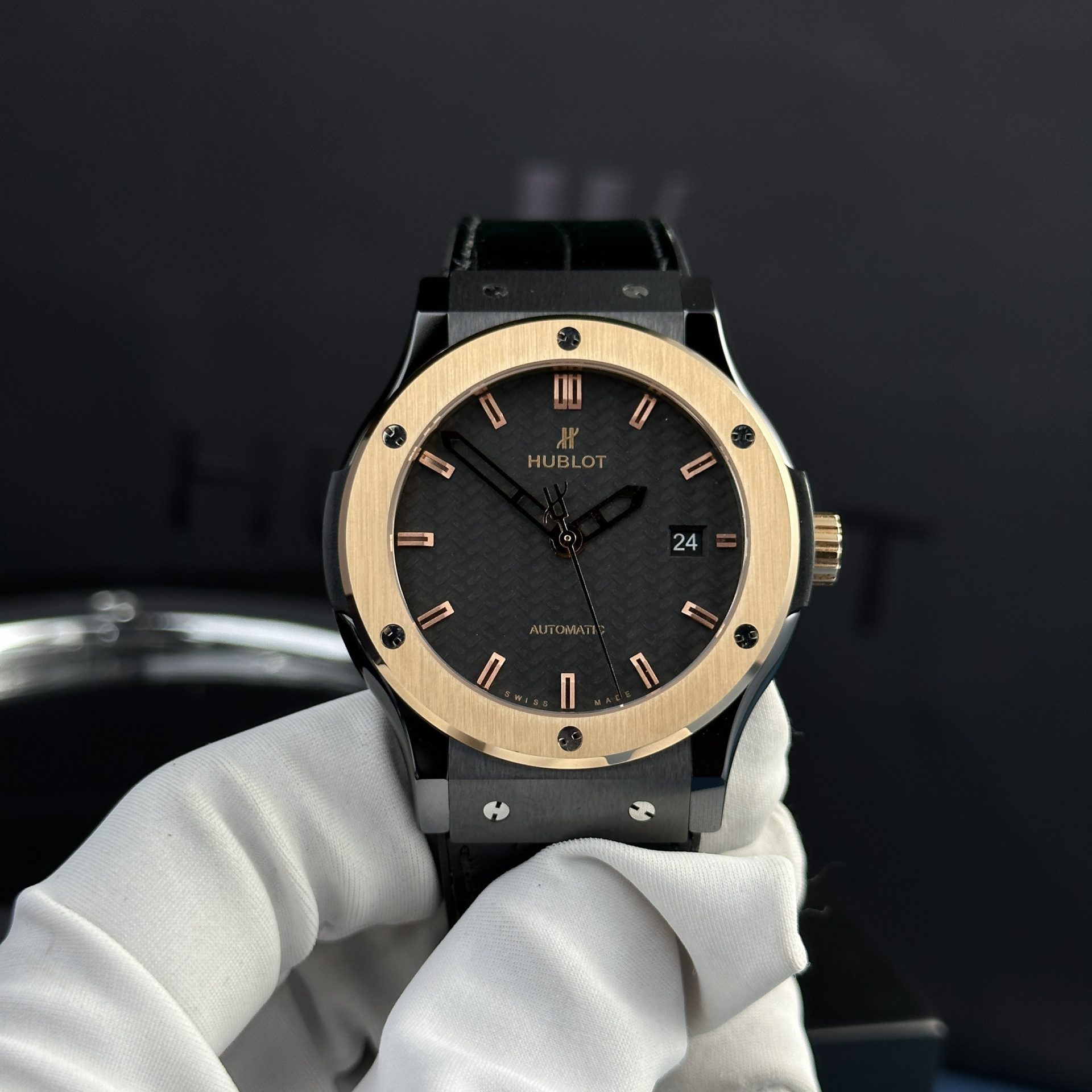 Hublot Best Replica Watches Classic Fusion Ceramic Demi Gold Dial Carbon 42mm - Top club