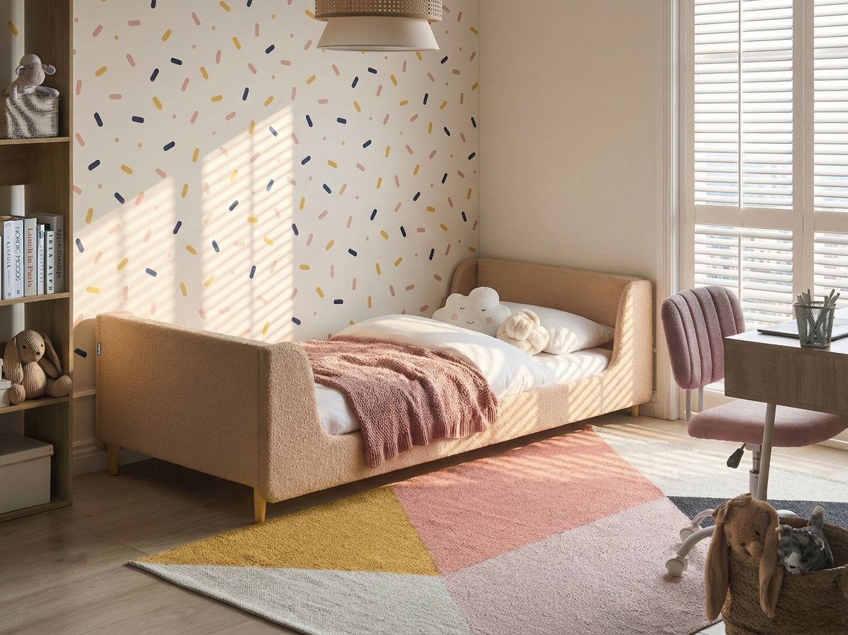 Kids Bed Boucle LAYE 90 x 200 cm (EU Single) Beige