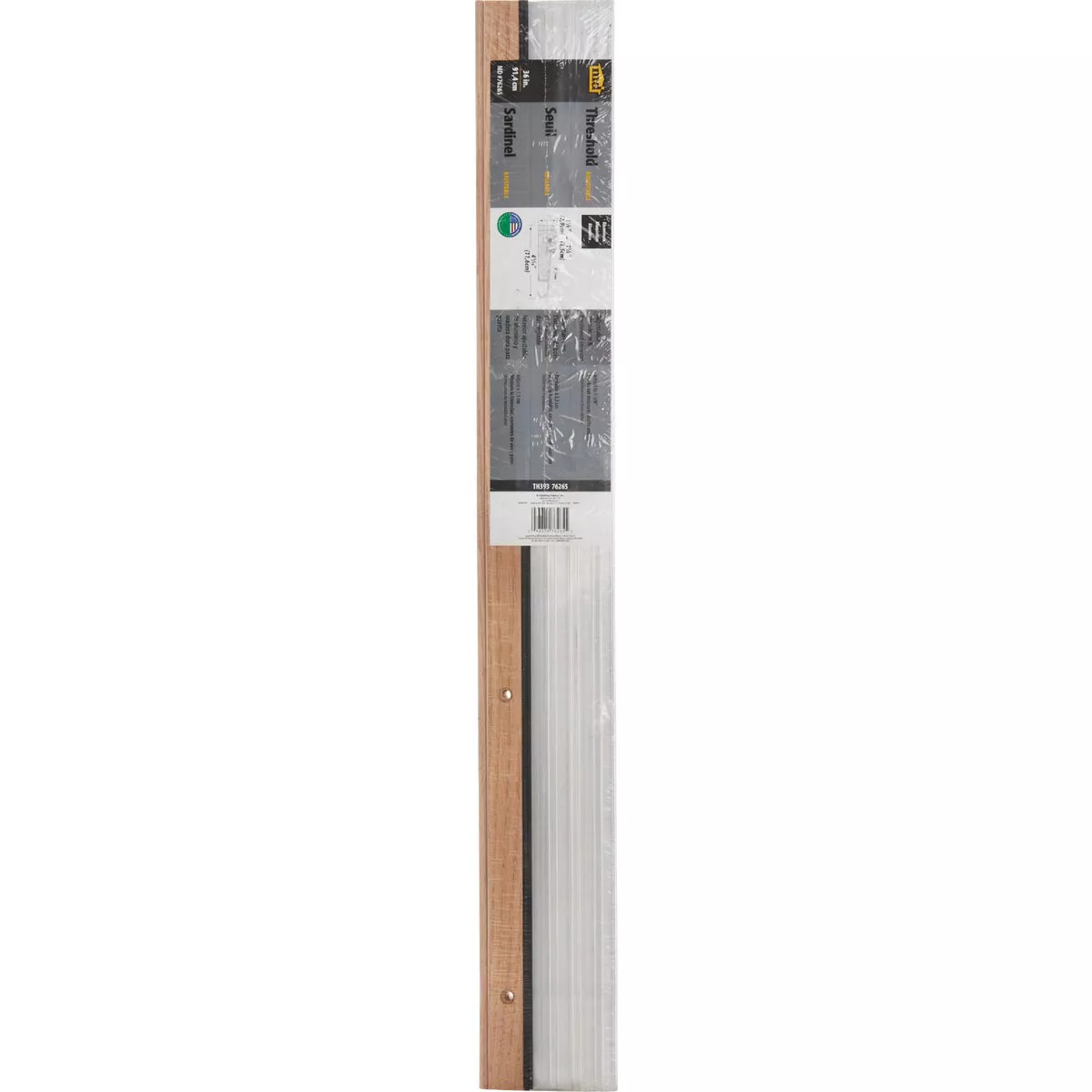 M-D Building Products 4-9/16 in. x 1-1/8 in. x 36 in. Silver Adjustable Aluminum & Hardwood Threshold