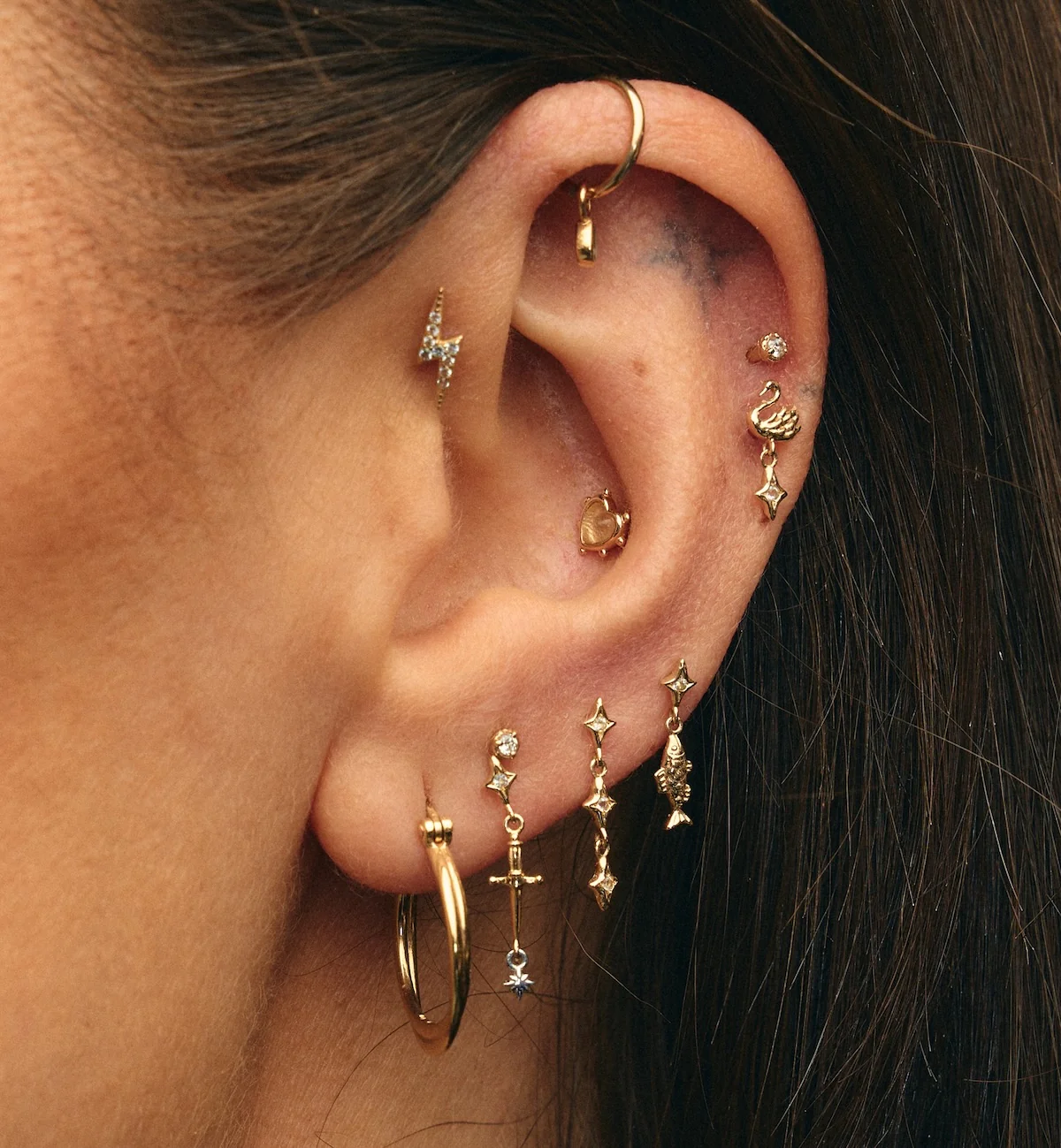 Hooked On You Piercing Front 14K