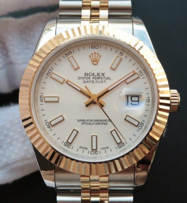 Replica Rolex DateJust 41mm 126333 YG Wrapped White Dial SS/YG Jubilee Bracelet A2824 - Elite Watch Atelier