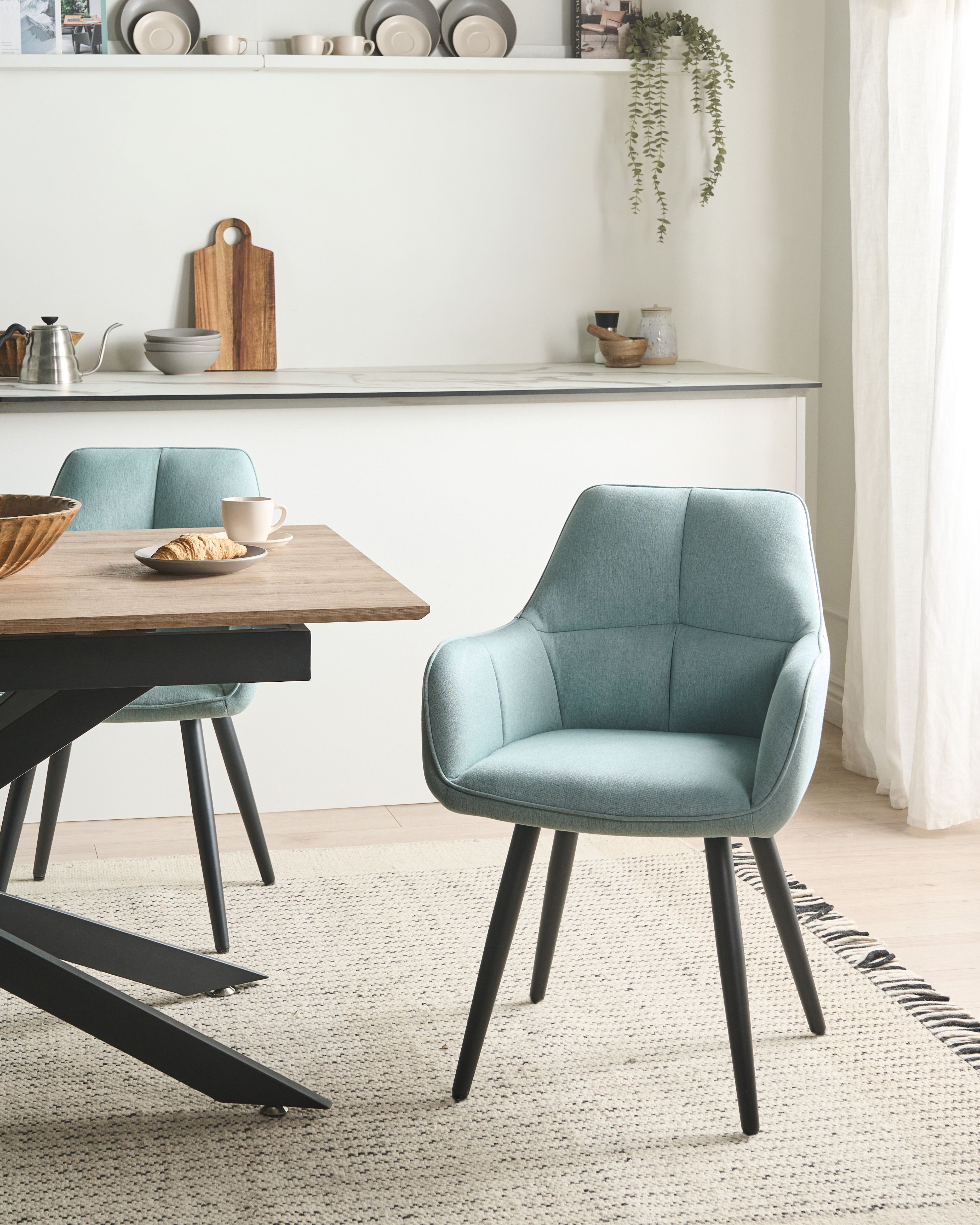 Set of 2 Dining Chairs TIRANO Faux Linen Light Blue