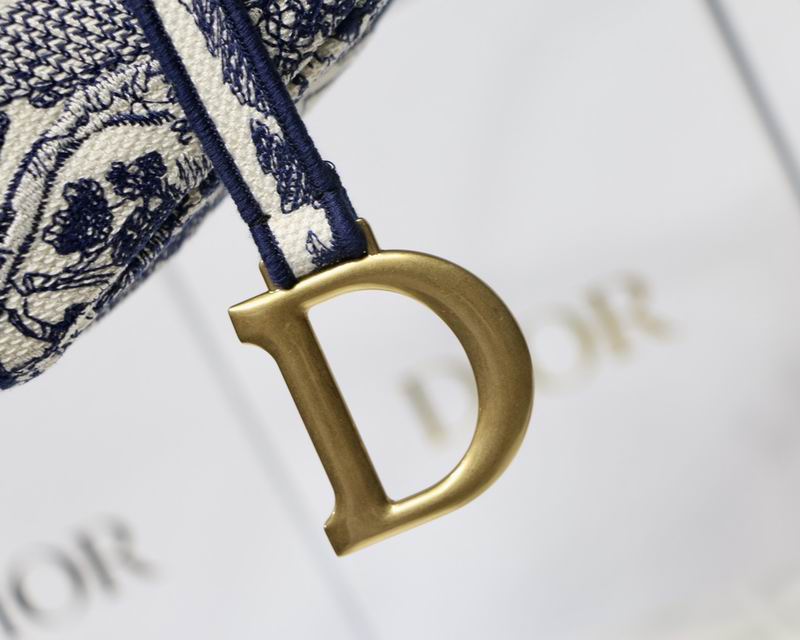 Saddle Bag Blue Toile de Jouy Embroidery – DB0741:1High-quality replica