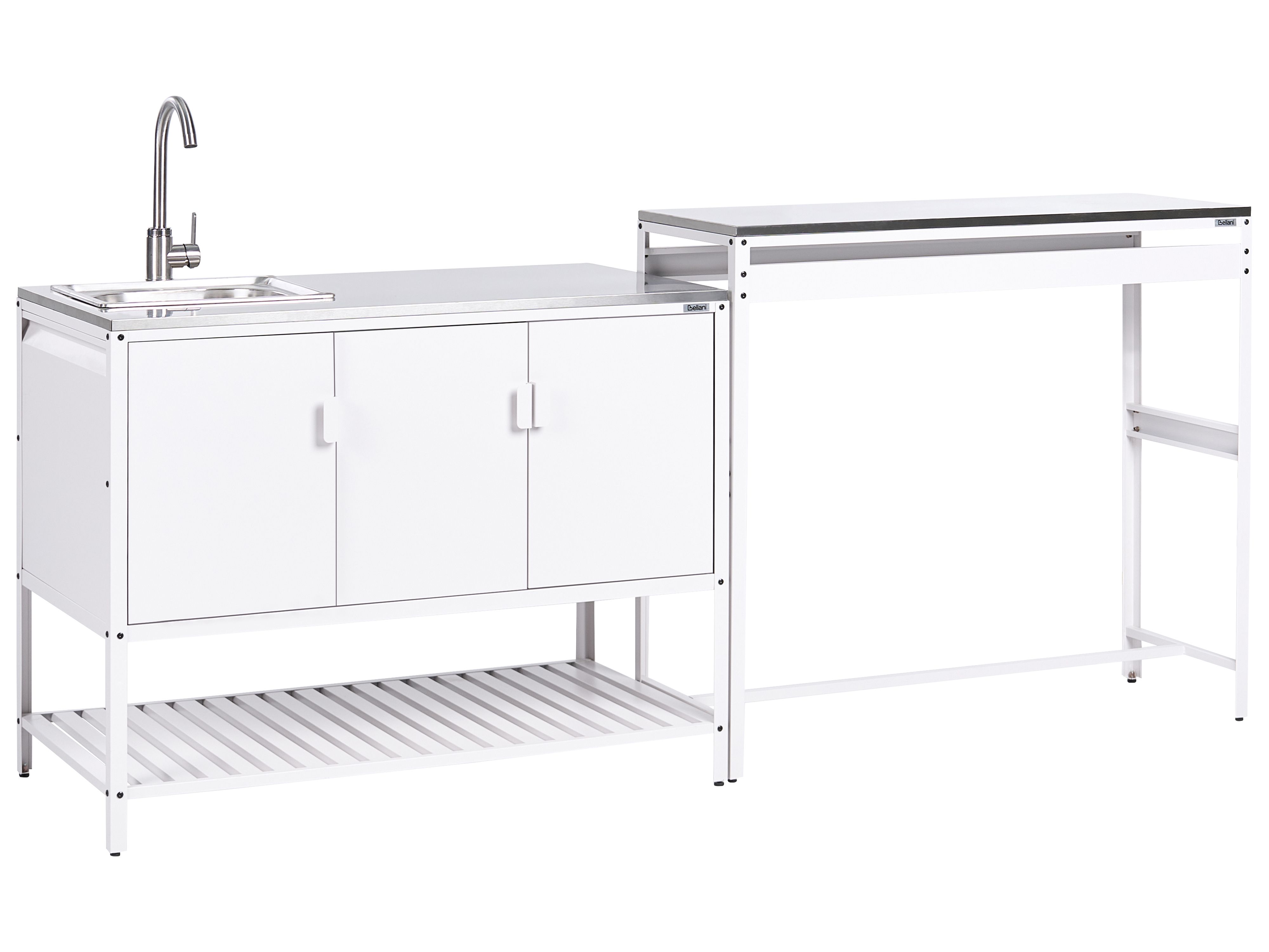 2 Piece Outdoor Kitchen Set with Sink MAENZA Metal White