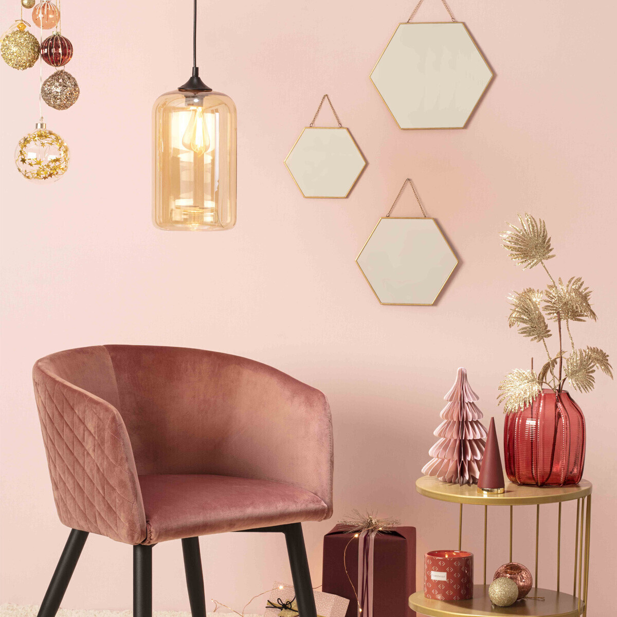 Set of 3 mirrors "Leny" Gilt, L.20/25/30 cm