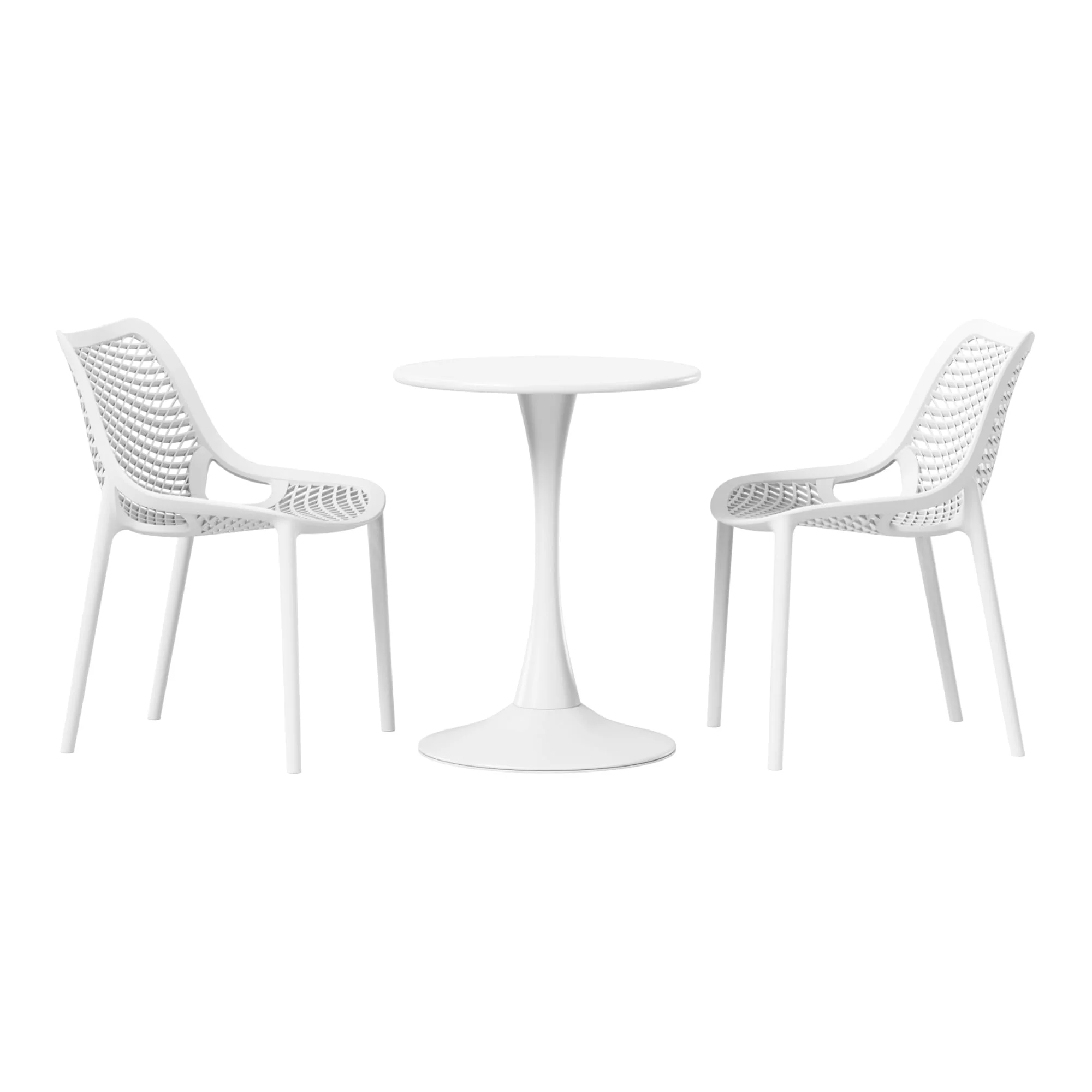 WestinTrends Playa 3-Piece Outdoor Round Metal Dining Table Set And Stackable Resin Patio Dining Side Chairs, Olive Green - Image 34