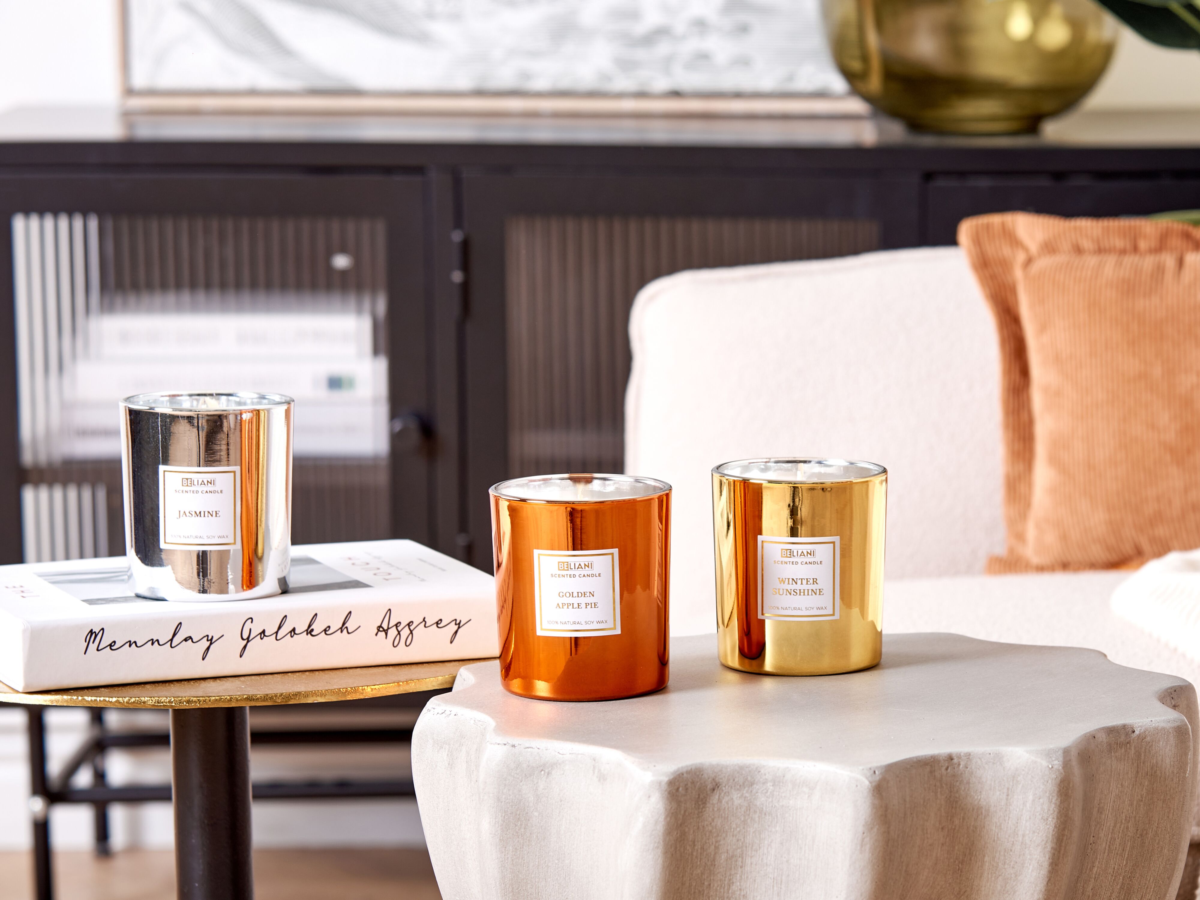 Set of 3 Scented Candles METALLIC GLAMOUR 9 cm Multicolour