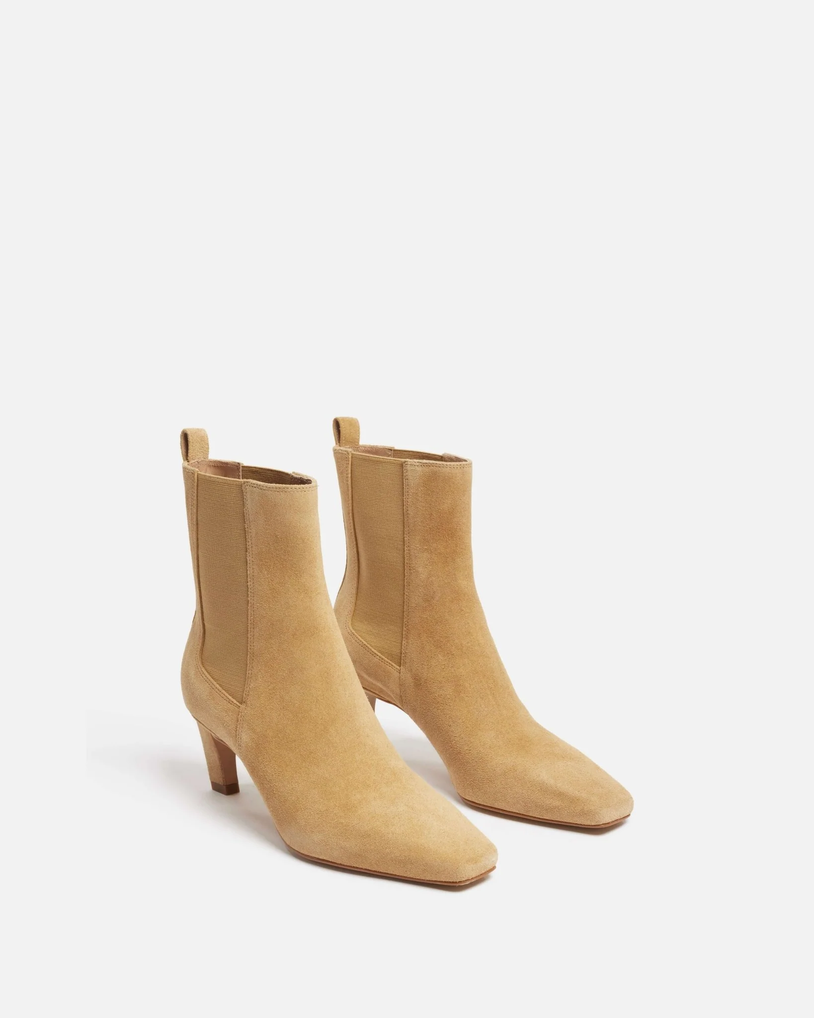 BOTTINES KRISTIN/VEL SABLE - En cuir velours à talons sable