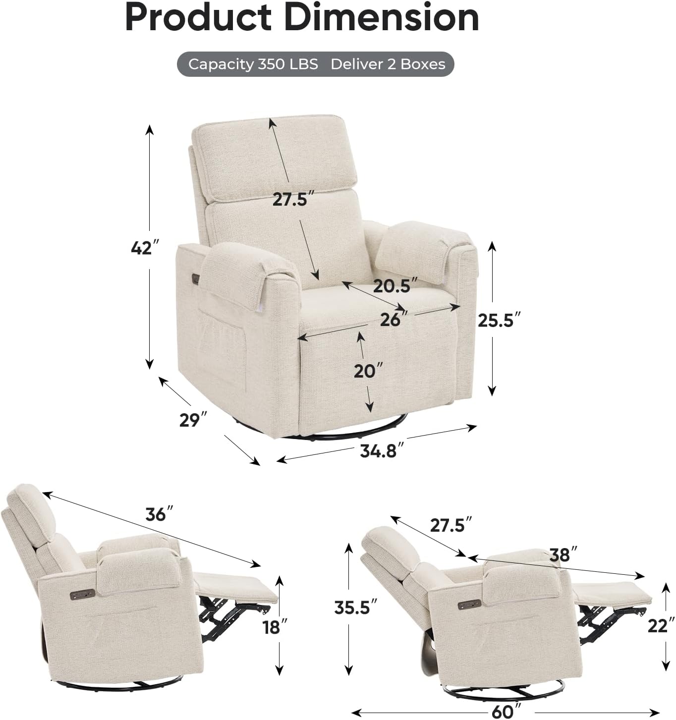 Oversized Power Recliner Chair, 26