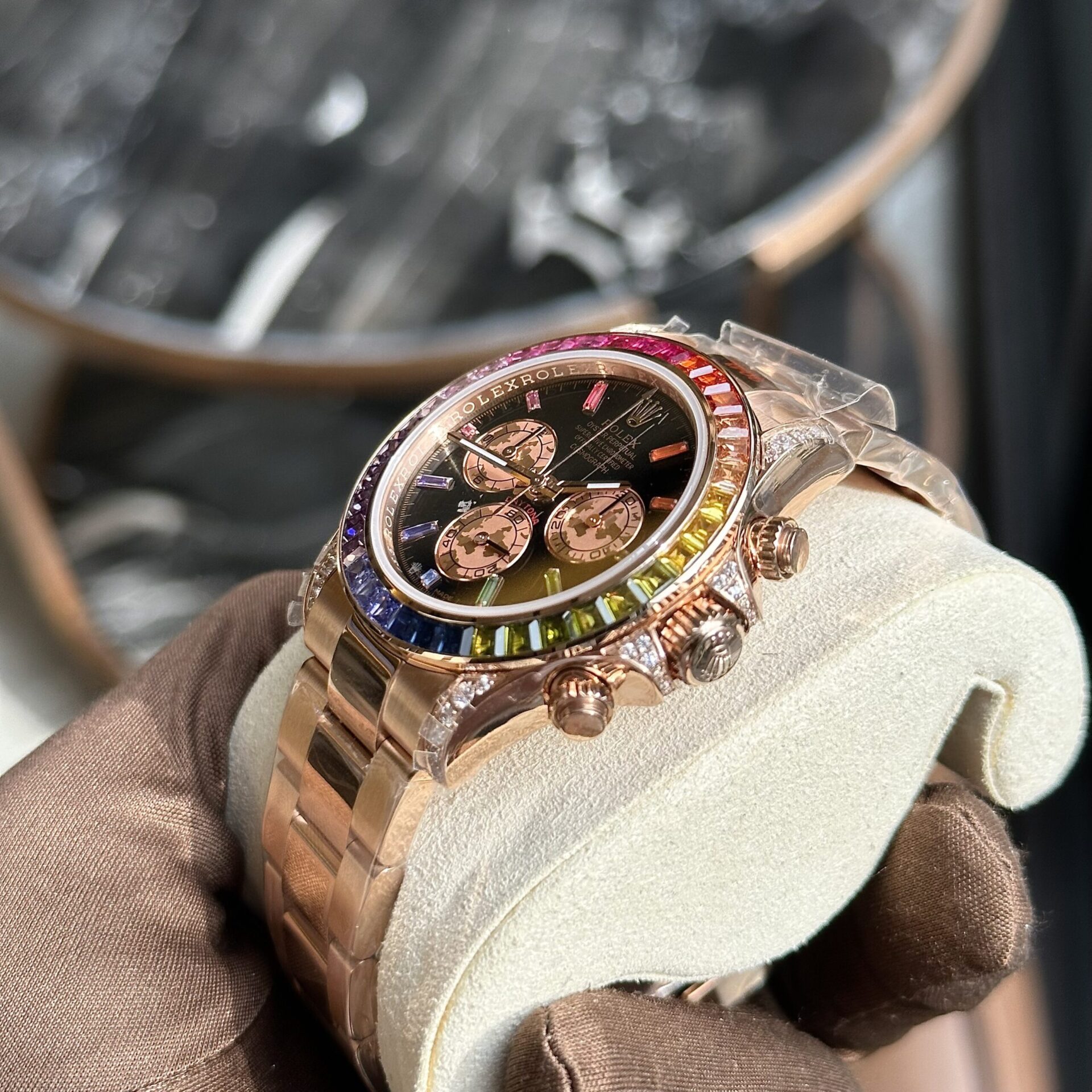 Rolex Fake Watch Daytona Rainbow Black Dial TW Factory 40mm - Elite Watch Atelier