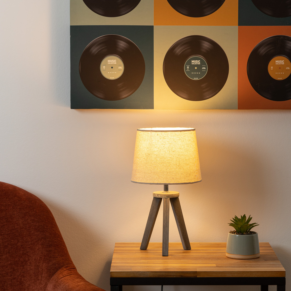 Mini tripod lamp Beige, H.31 cm