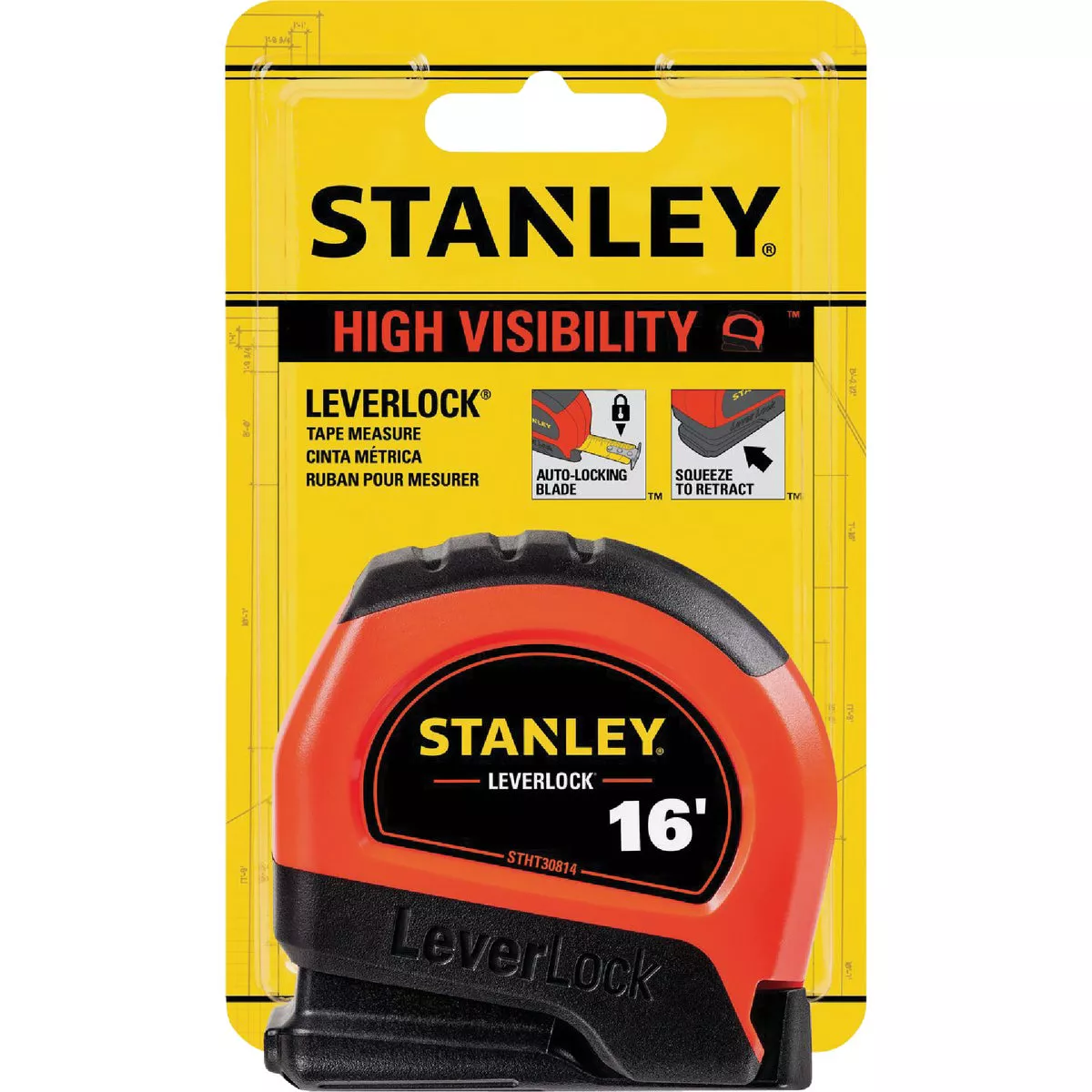 Stanley LeverLock 16 Ft. High-Visibility Tape Measure