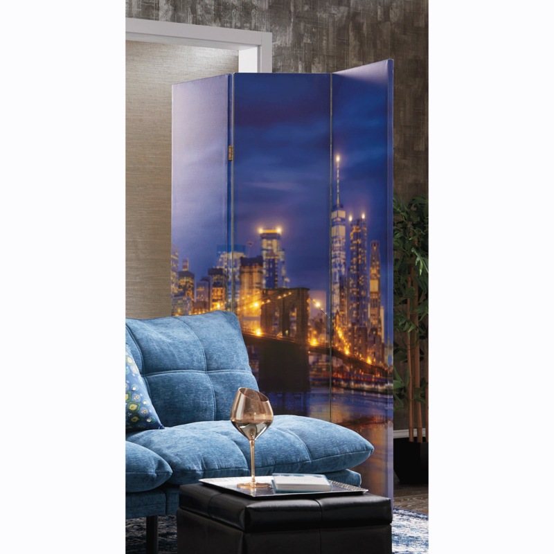 Lit Modern Cityscape Room Screen - MIDNIGHT VELVET CATALOG