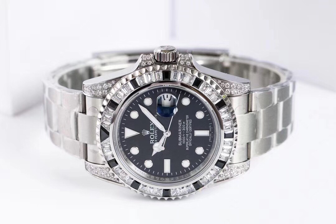 Rolex Submariner Customized with Diamonds-Black Diamonds-40MM(1:1 replica) - Top club