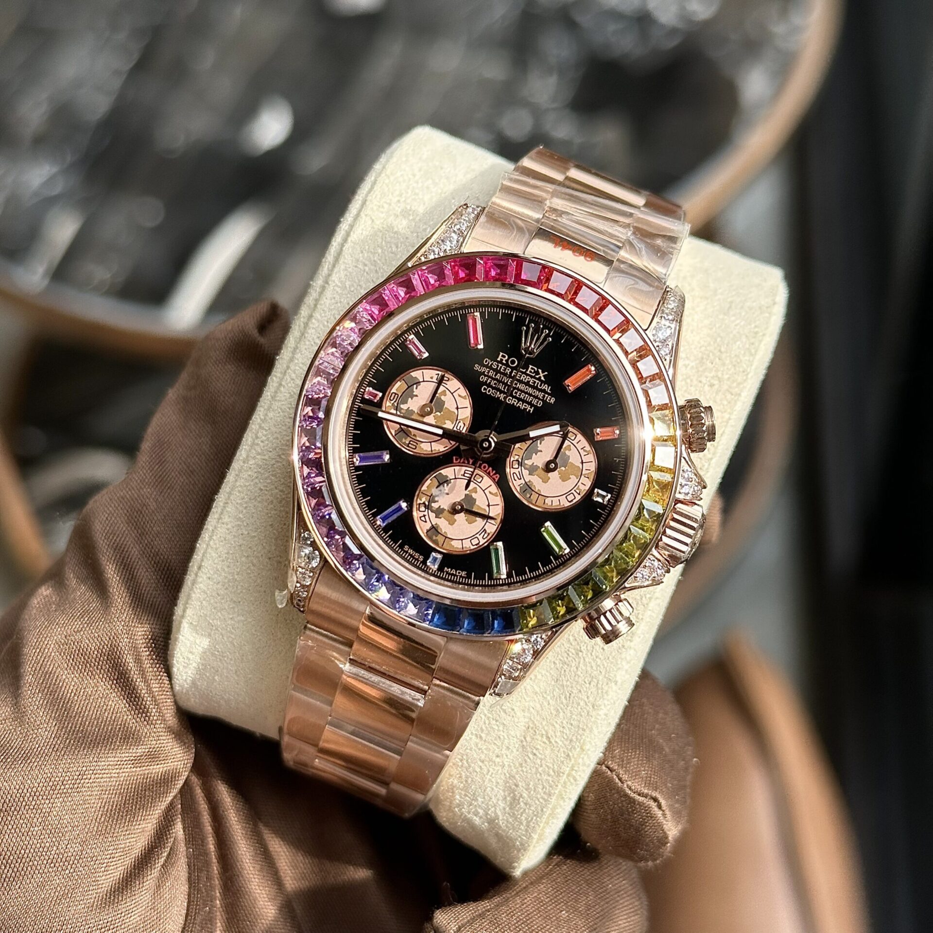 Rolex Fake Watch Daytona Rainbow Black Dial TW Factory 40mm - Elite Watch Atelier